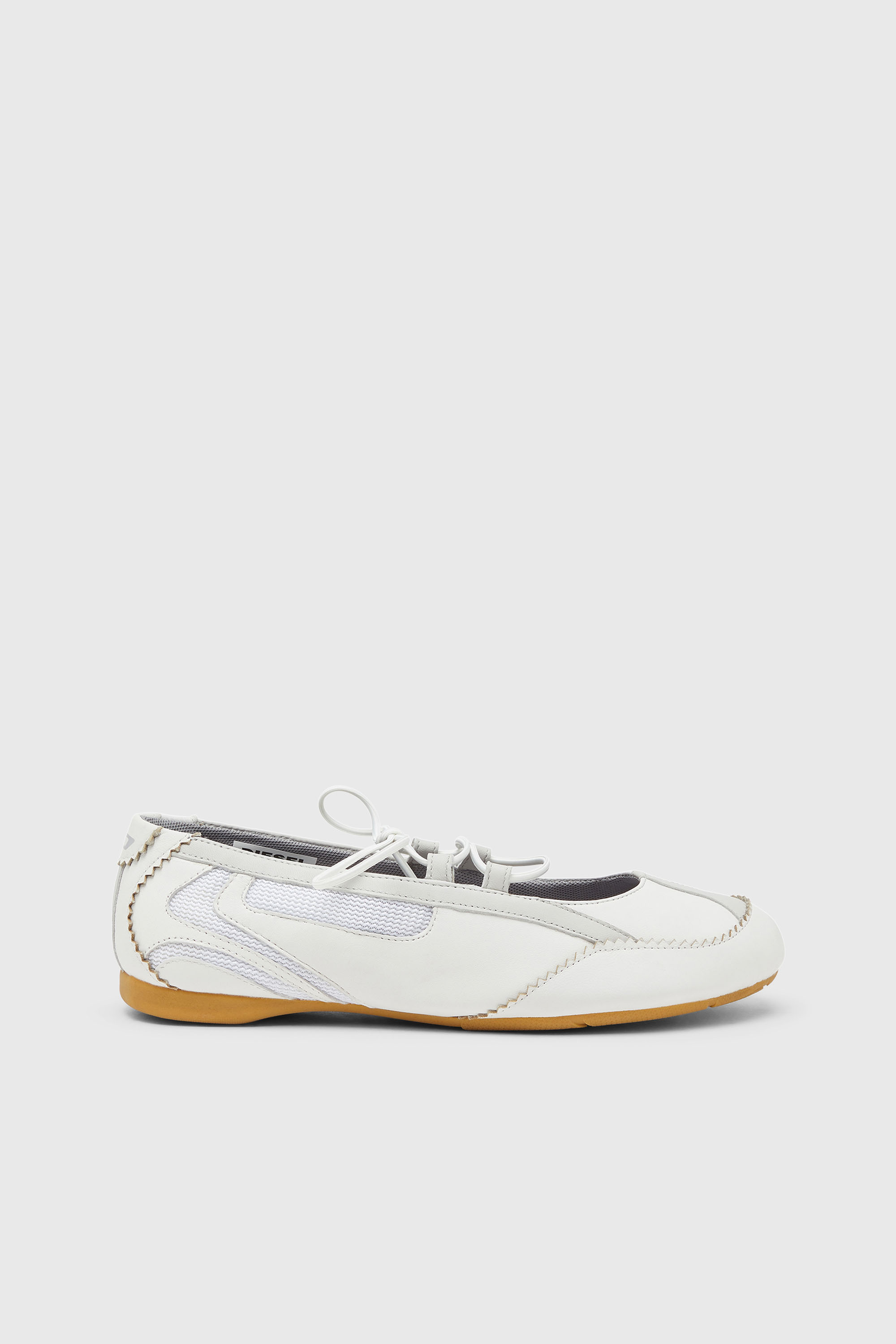 Diesel - D-MILE BALLERINA LACE UP W, Woman's D-Mile - Lace-up ballerina flats in leather and mesh in White - 1