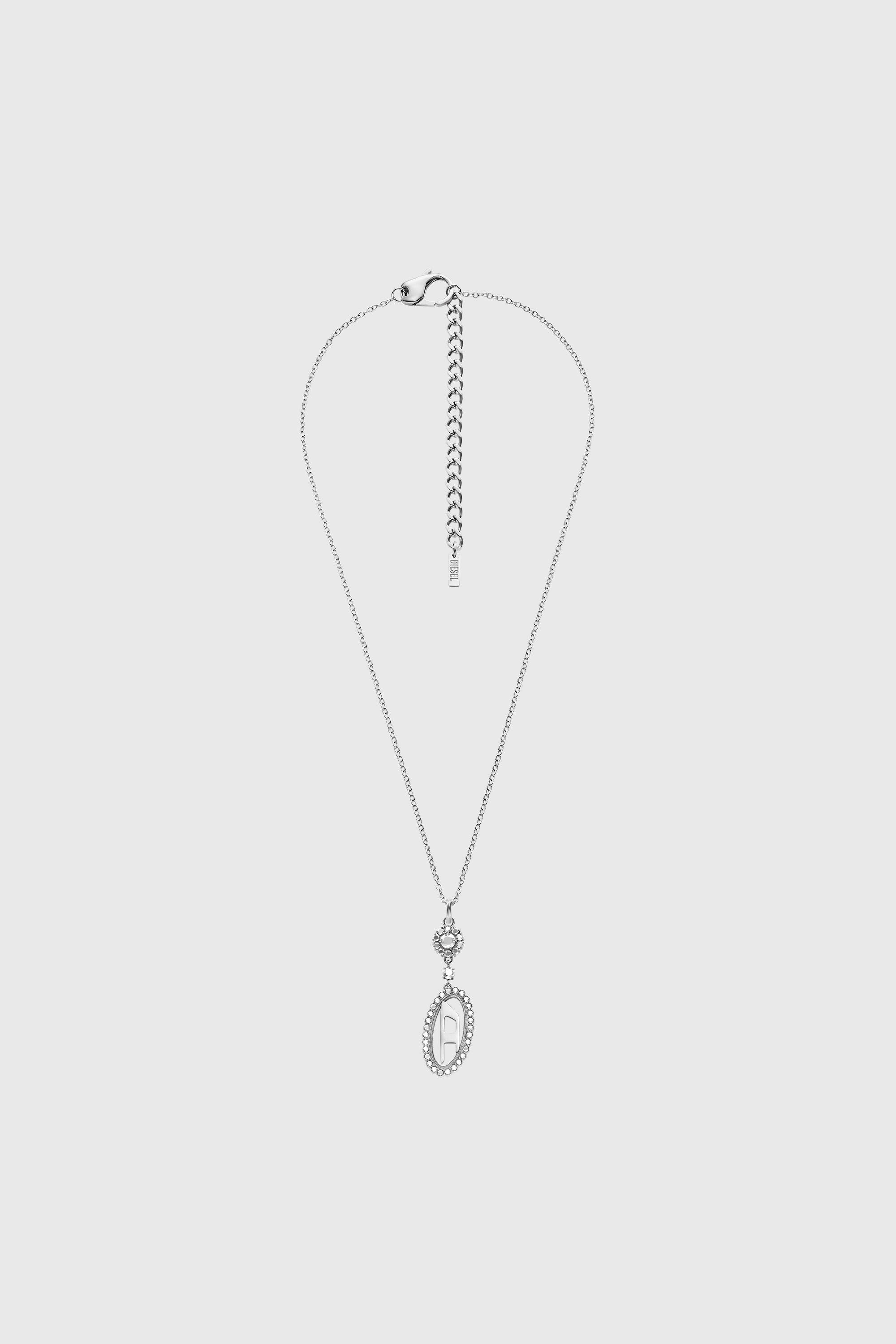 Diesel - DX1750040, Unisex's Stainless steel pave pendant necklace in Silver - 1