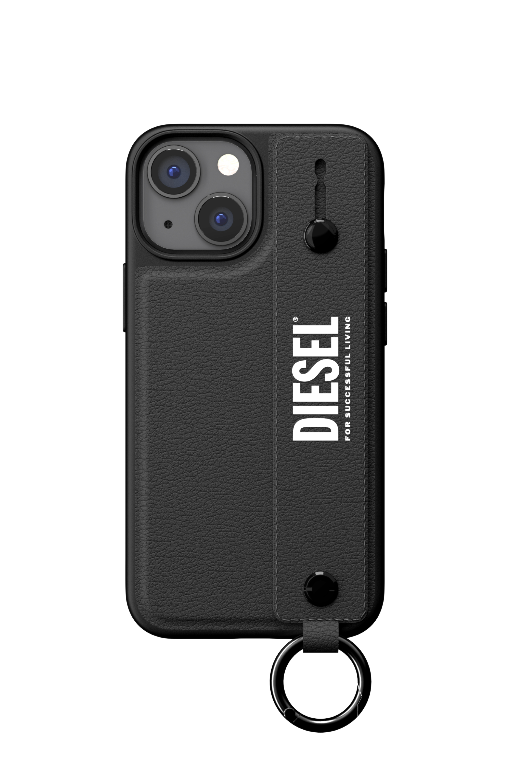 Diesel - 47176 TECH CHAIN, Unisex's Leather tech chain handstrap case  for iPhone 13 Mini in Black - 2