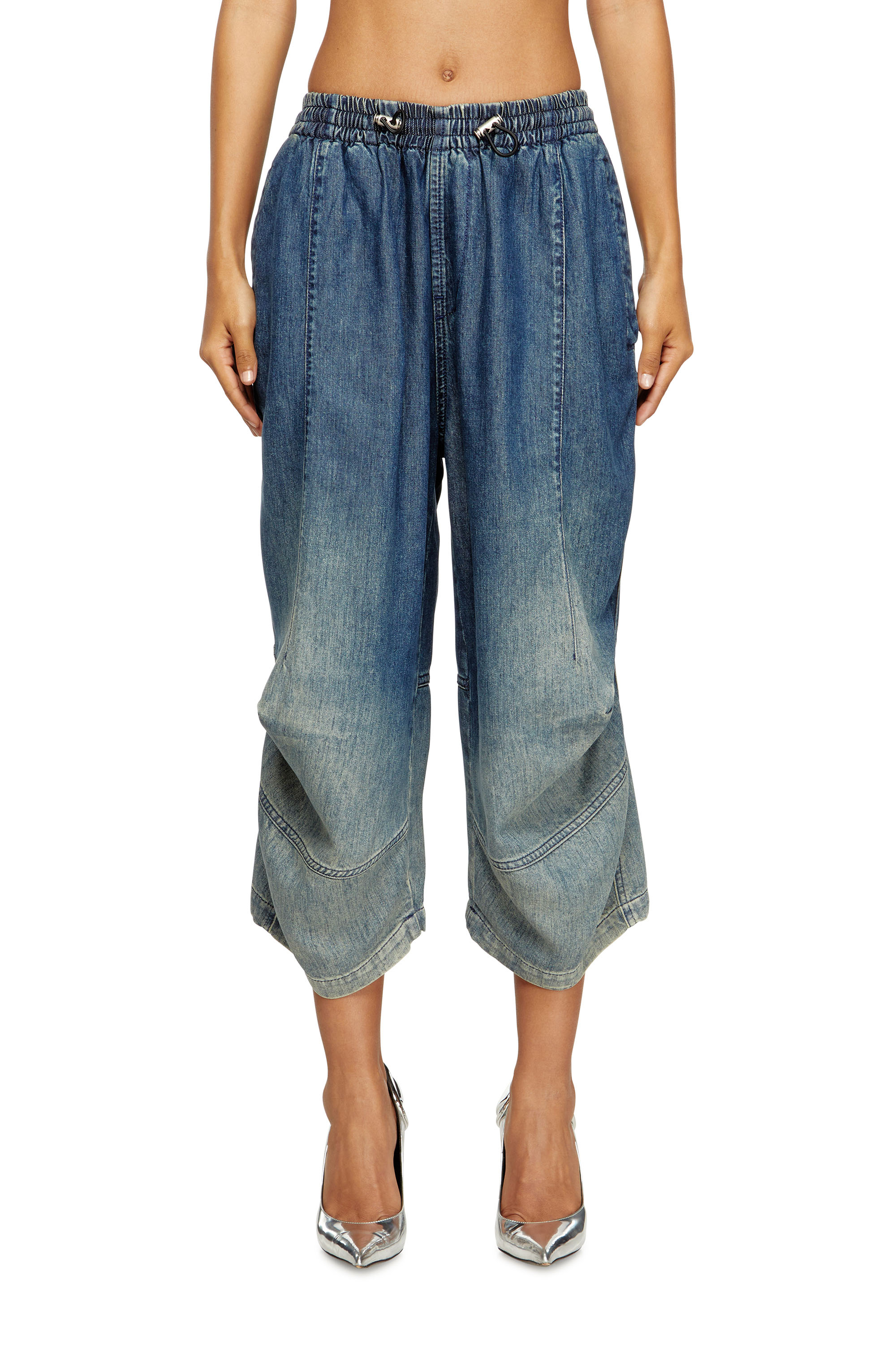 Diesel - D-PARI-SHORT-S, Unisex's Ergonomic shorts in shaded denim in Medium blue - 2