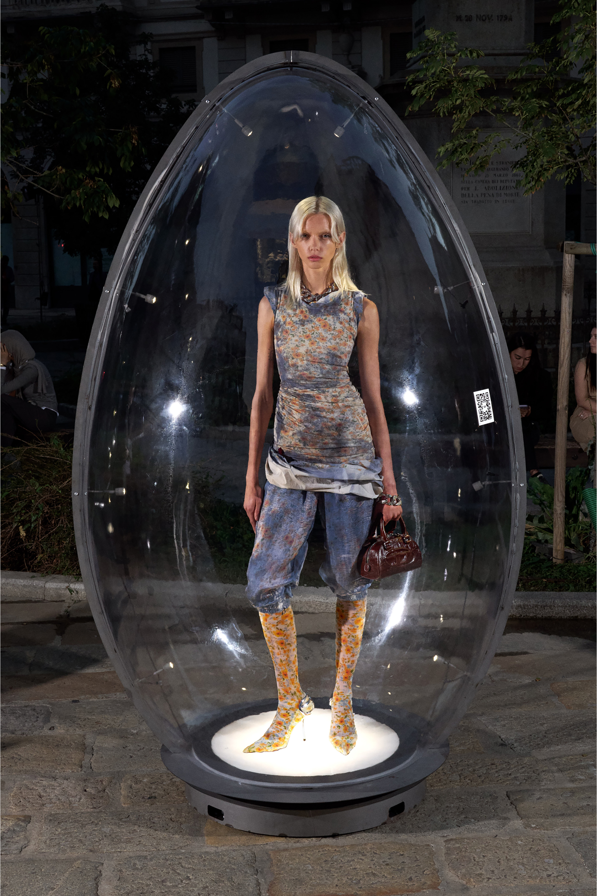 Diesel - 1DR DOME CROSSBODY, Woman's 1DR Dome-Mini bowling bag in croc-effect leather in Brown - 2