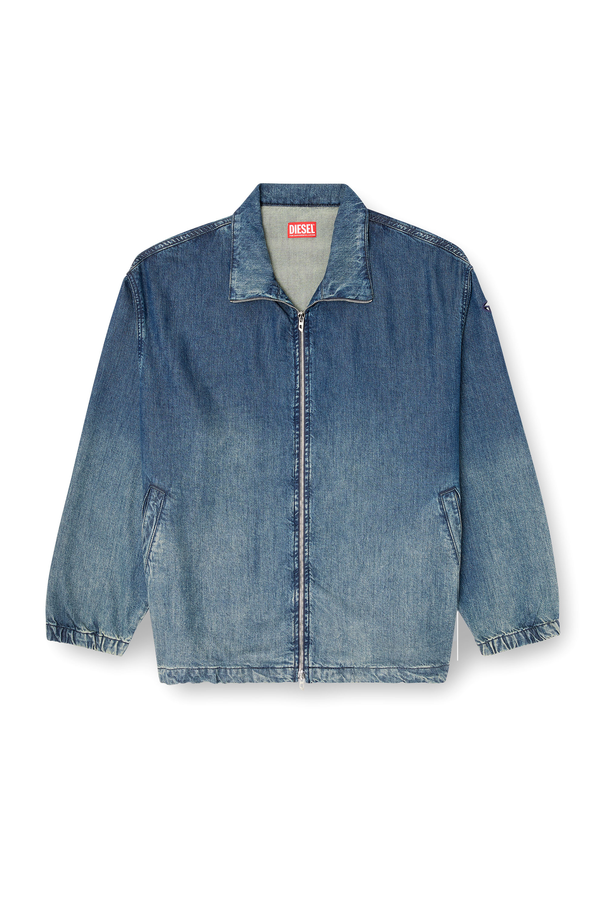 D-KRAP-S6, Medium blue Diesel - D-KRAP-S6, Man's Zipped jacket in fluid denim in Medium blue - 2