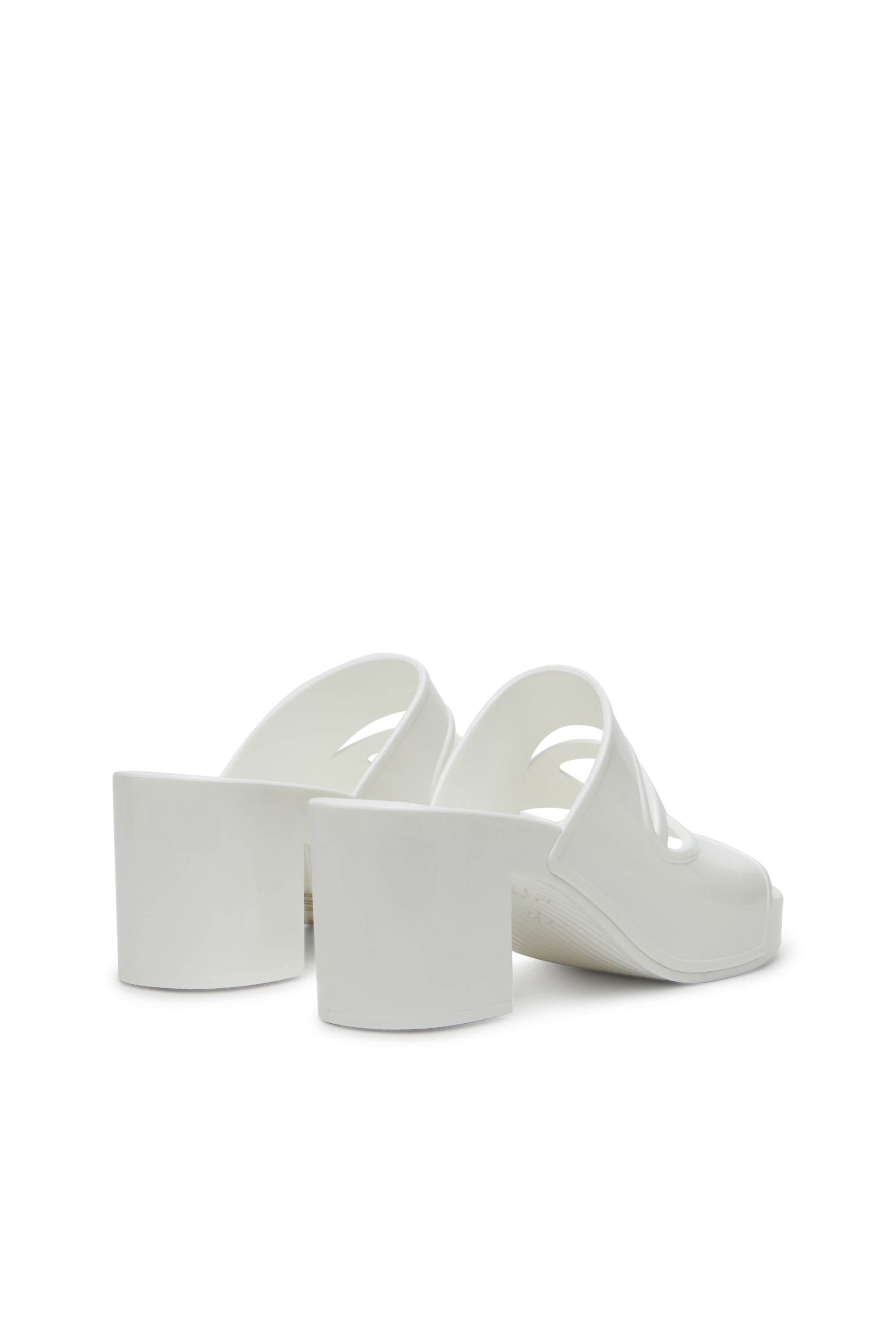 Diesel - SA-BONNIE, Woman's Heeled rubber slides with cut-out logo in White - 3