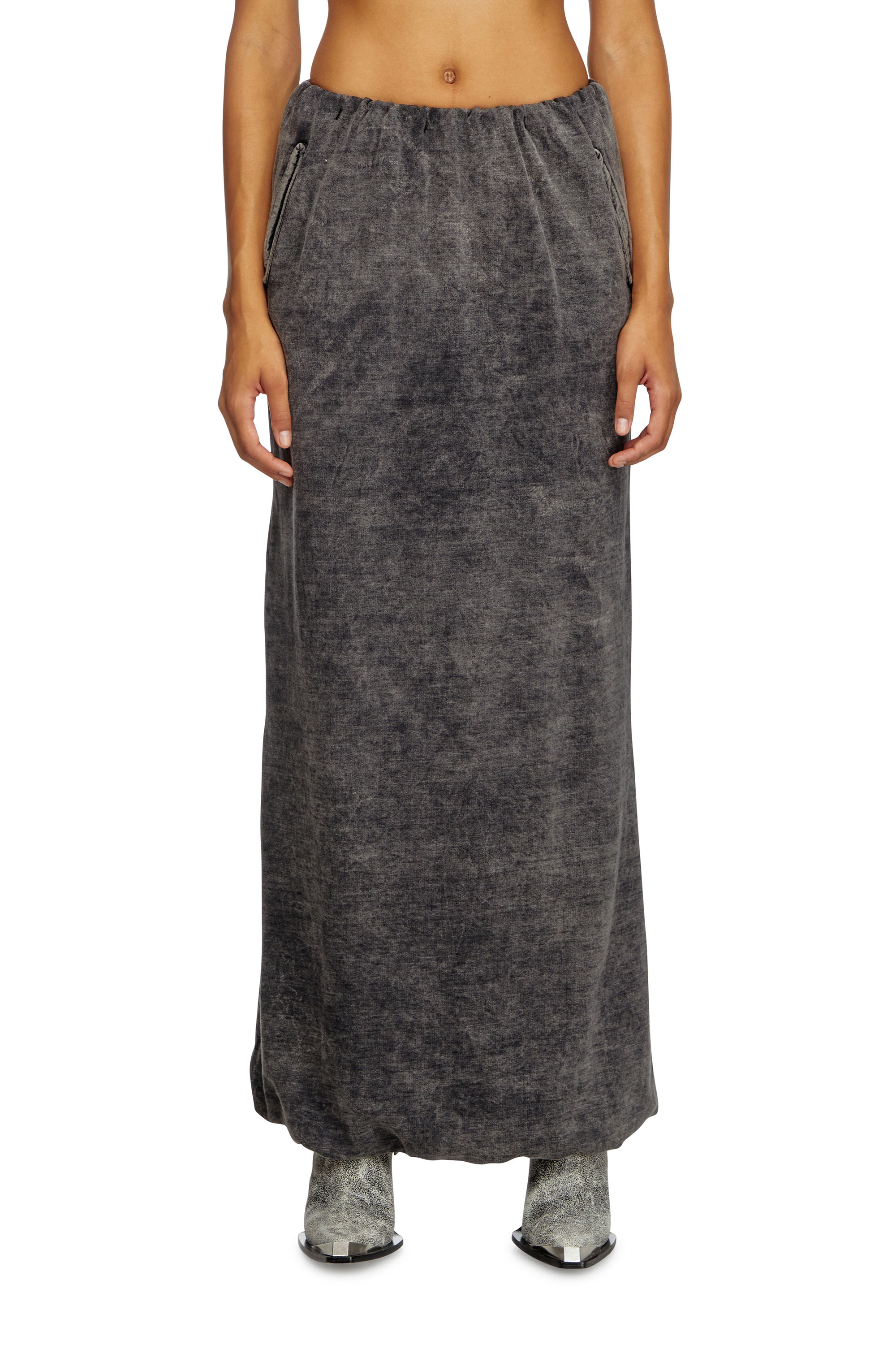 Diesel - O-TULIP, Woman's Long skirt with denim effect in Black - 1