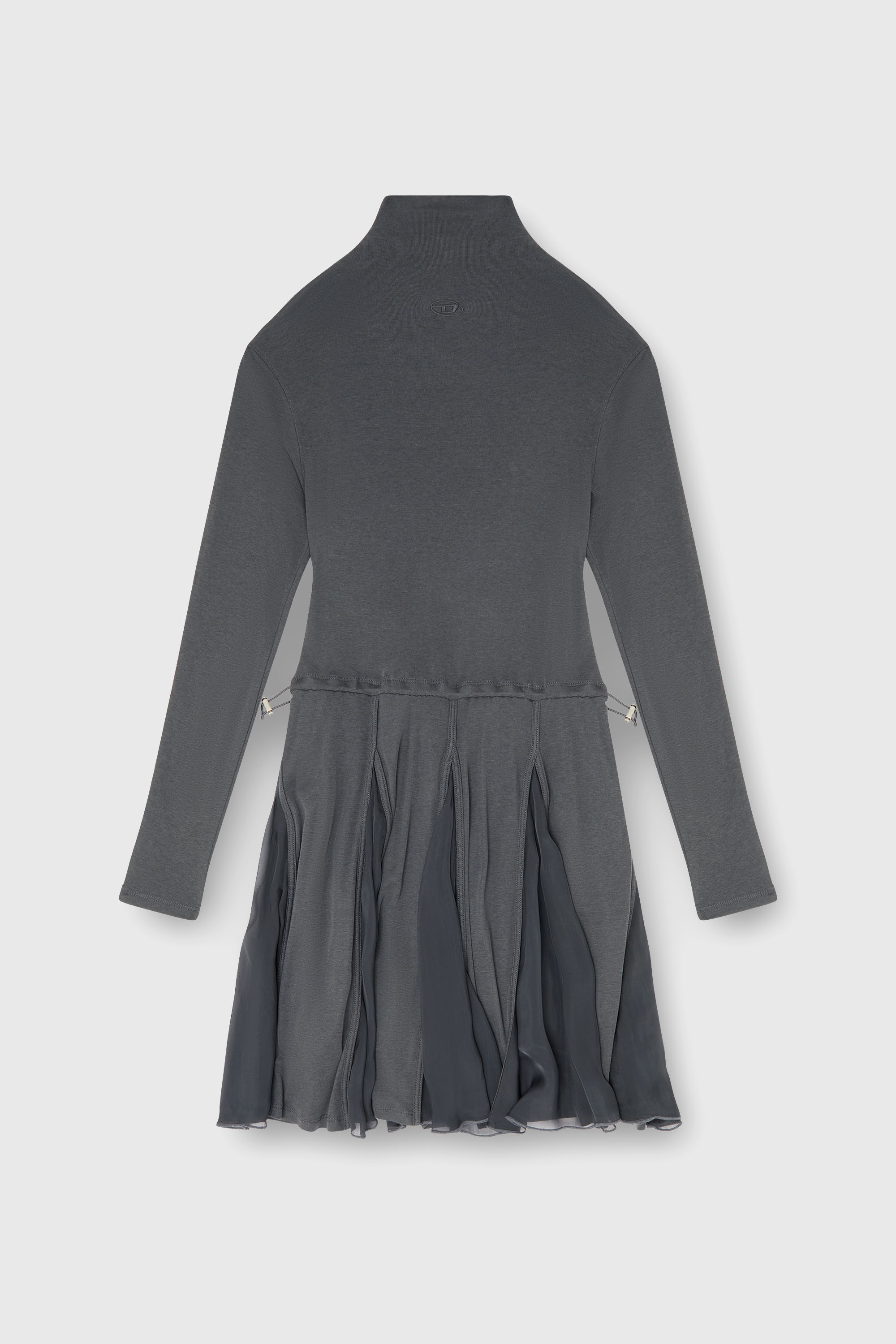 Diesel - D-REI, Woman's Turtleneck mini dress in jersey and chiffon in Grey - 1