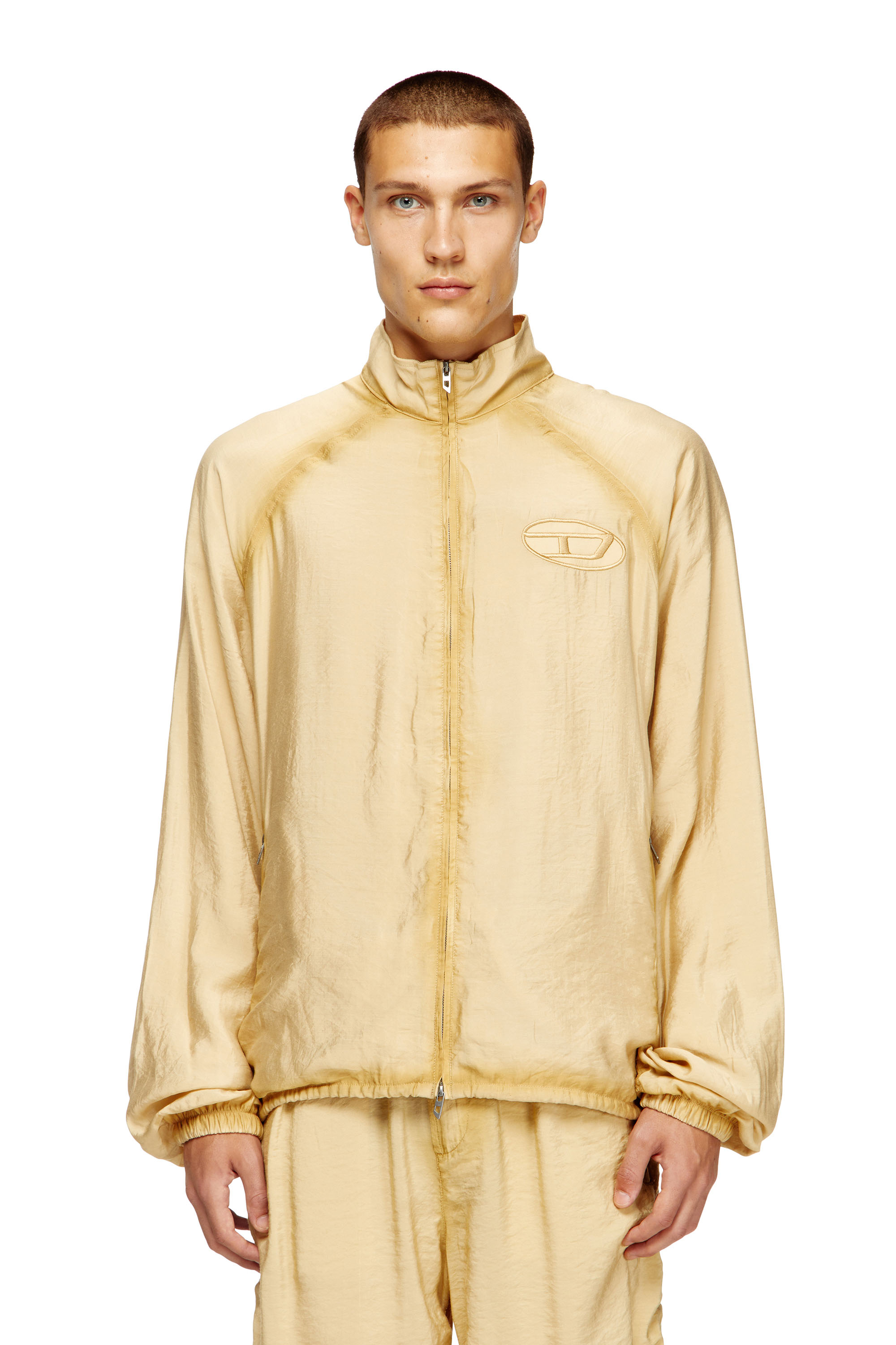 J-HENRI-SOUVENIR, Beige Diesel - J-HENRI-SOUVENIR, Man's Souvenir-style embroidered track jacket in Beige - 3