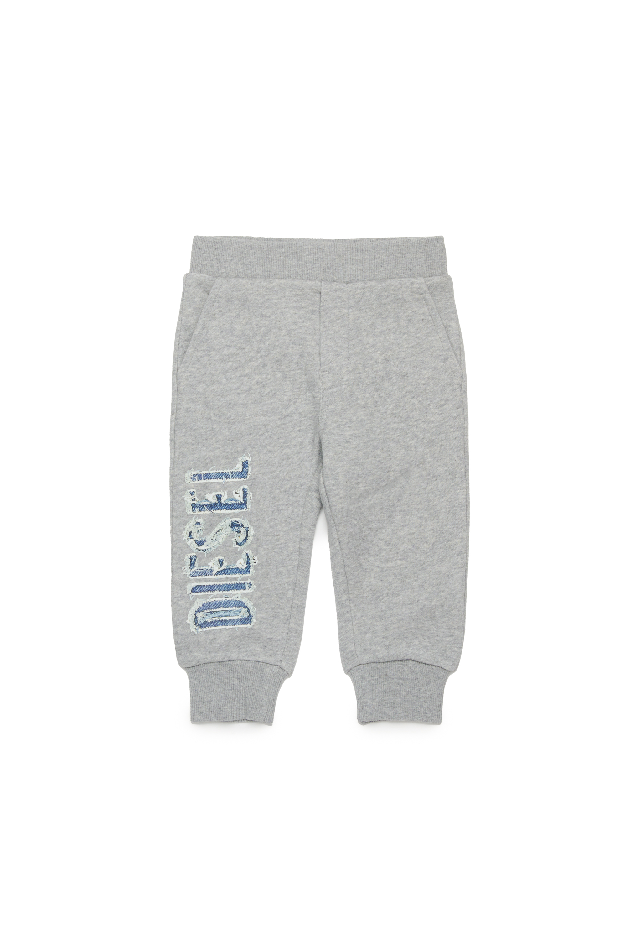 Diesel - PGIBBIB, Man's Sweatpants with frayed denim logo in Grey - 1