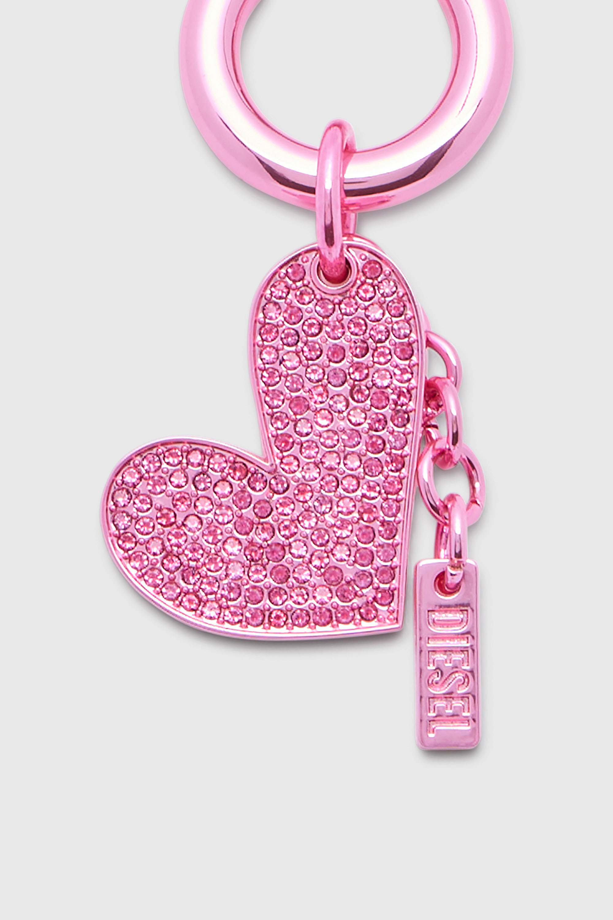 Diesel - CHARM-HEART, Woman's Metal heart charm with rhinestones in Pink - 2