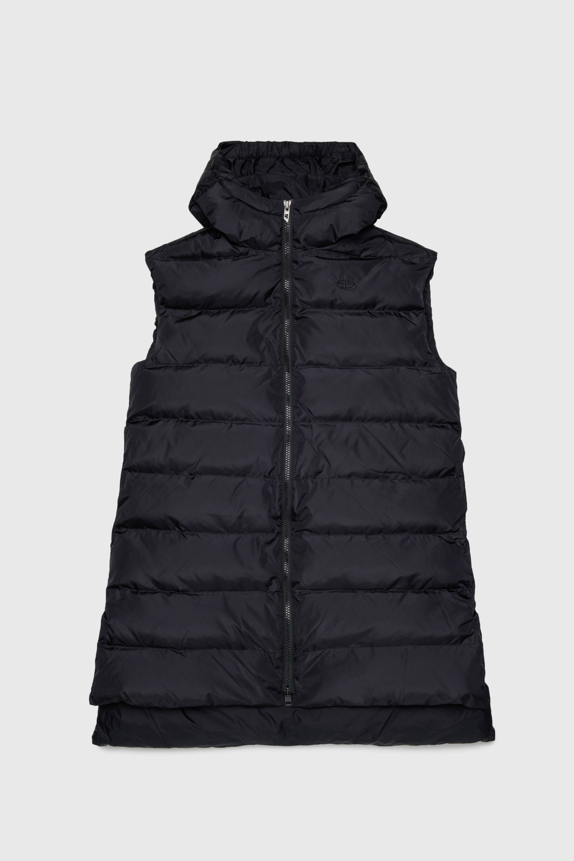 Diesel - JFENNY, Woman's Longline hooded puffer vest in Black - 1