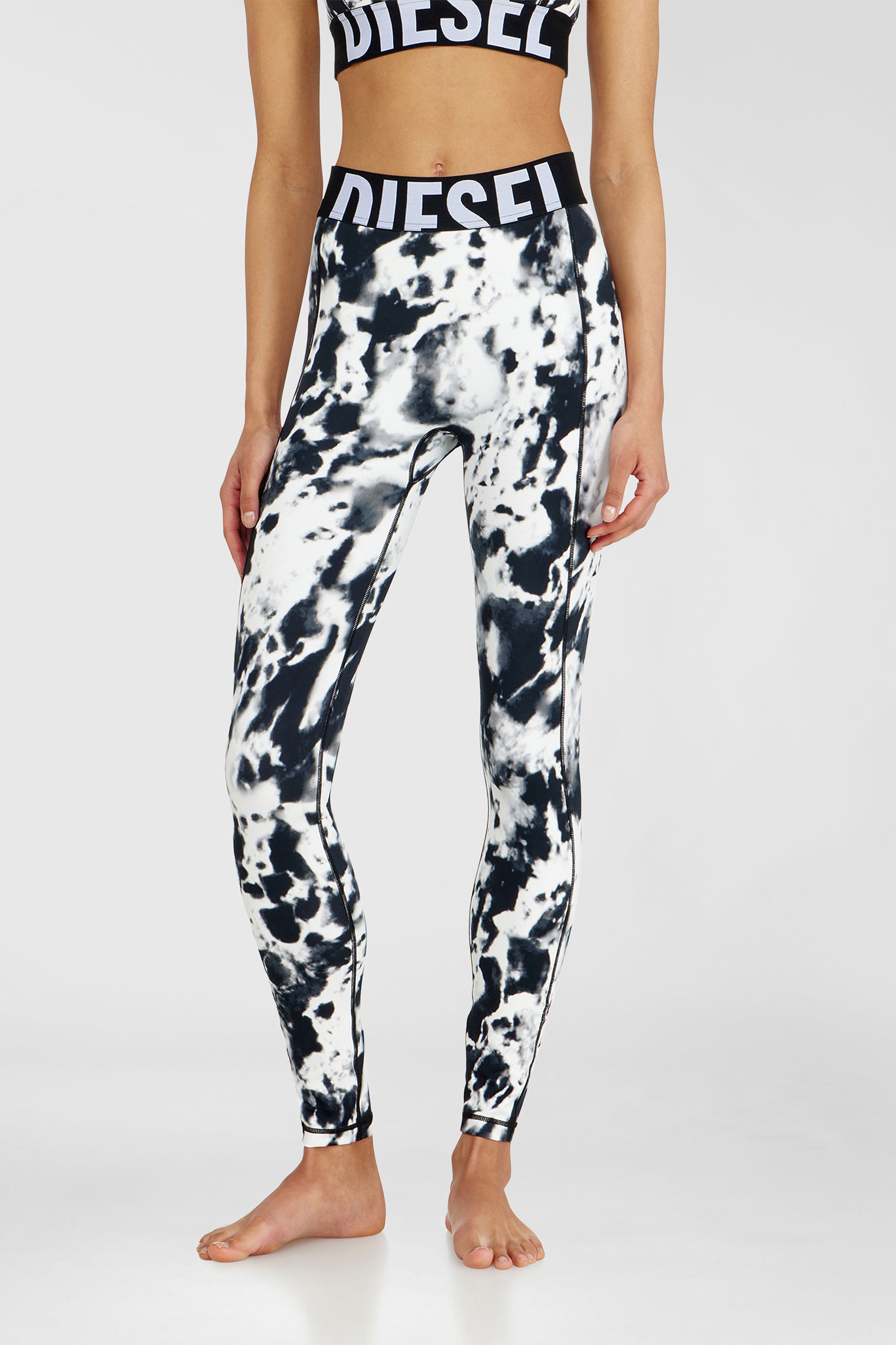 Diesel - ADELINE-D-POP, Woman's Leggings in printed microfibre in White/Black - 3