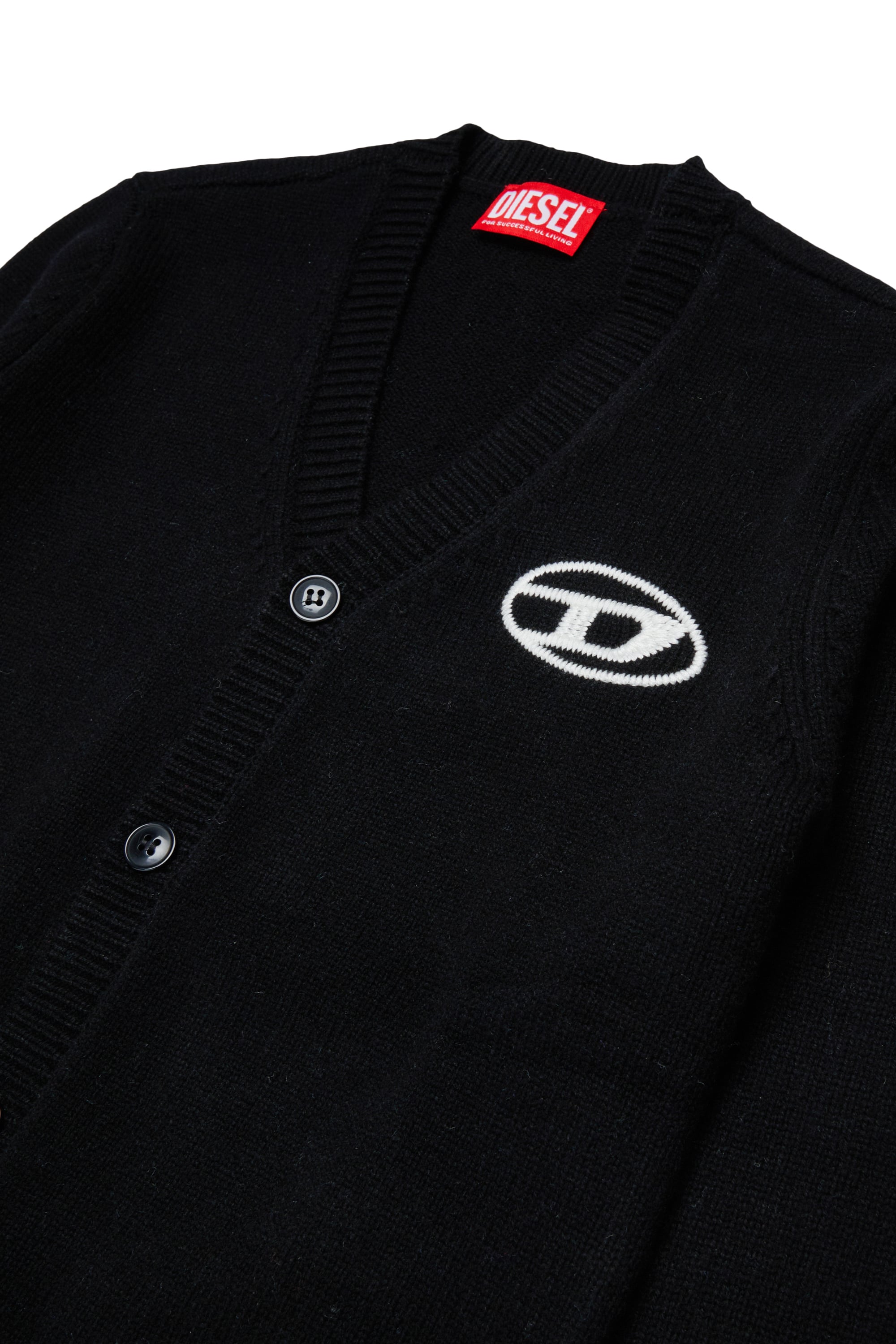 Diesel - KLABO CARDIGAN OVER, Man's Cashmere-enriched cardigan with Oval D logo in Black - 3