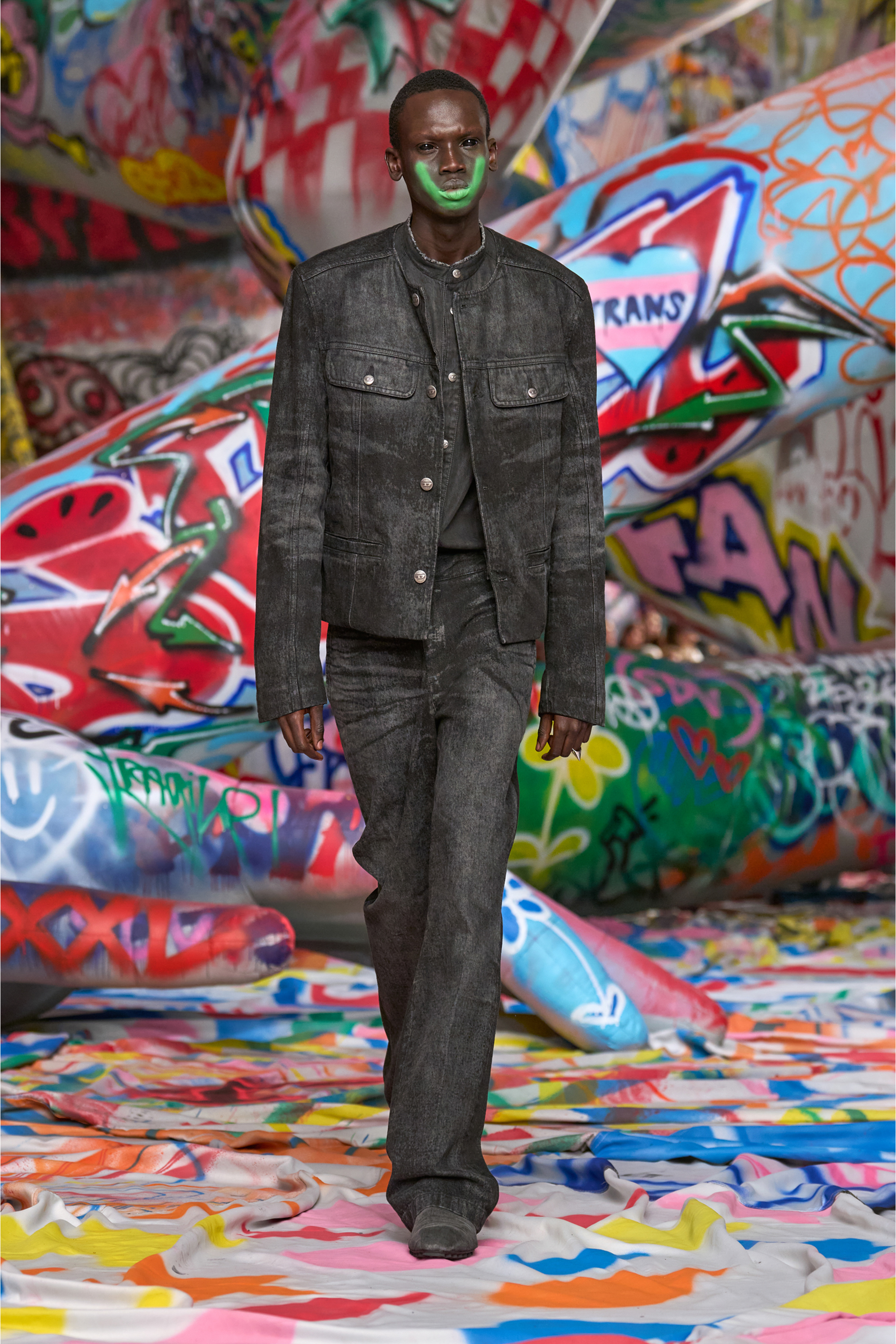 D-SIMPLY-FSH, Grey Diesel - D-SIMPLY-FSH, Man's Shirt in distressed honeycomb denim in Grey - 5