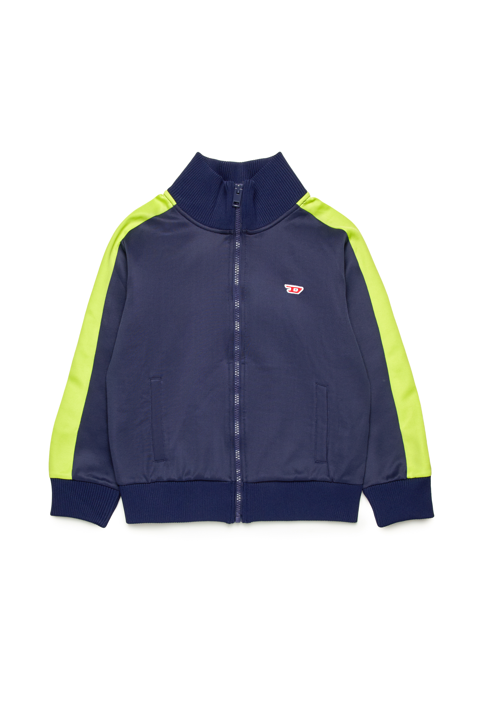 Diesel - SLOCKERN1, Man's Track jacket with neon bands in Dark Blue - 1