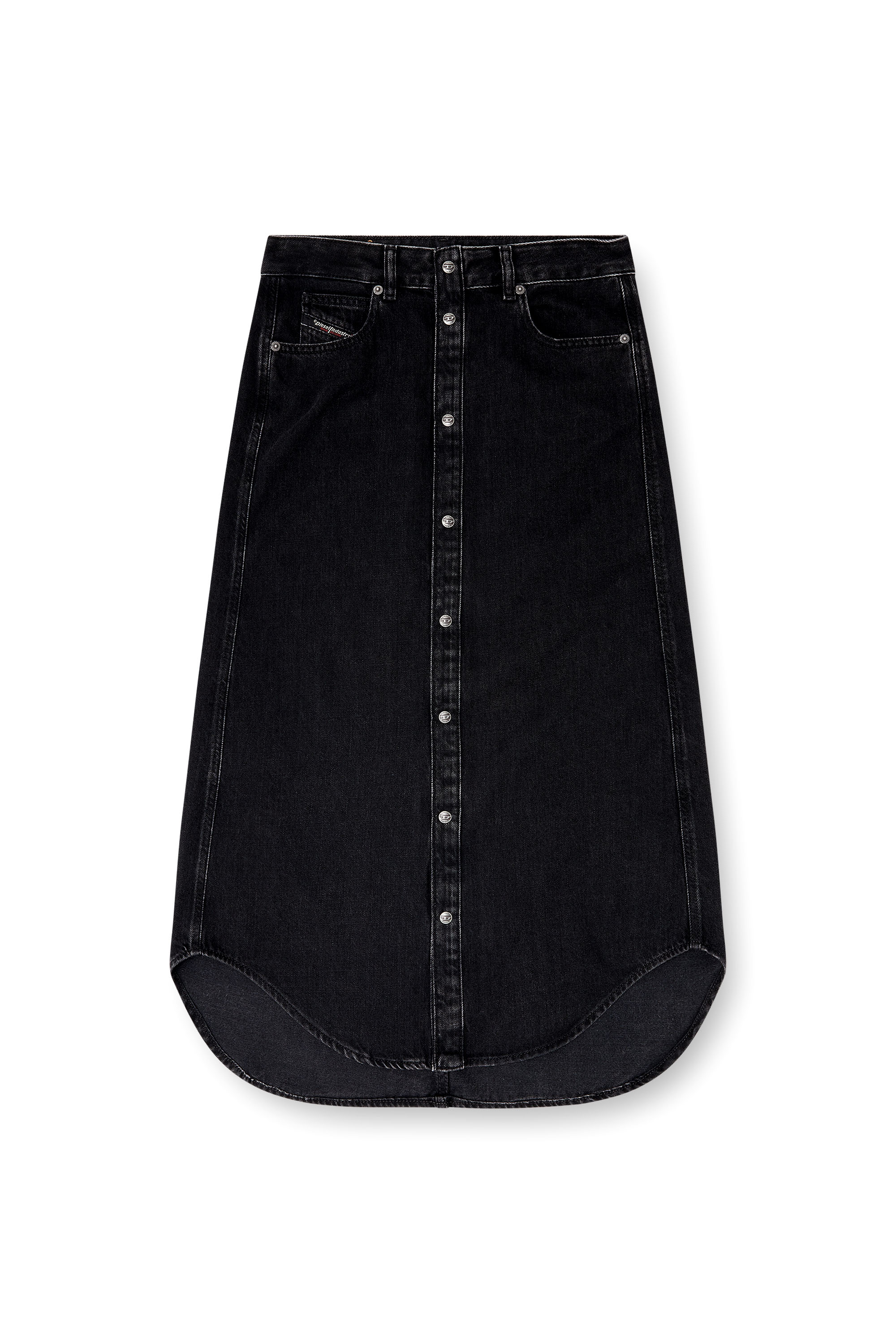 Diesel - DE-ARD-LONG, Woman's Midi denim skirt in Black - 2