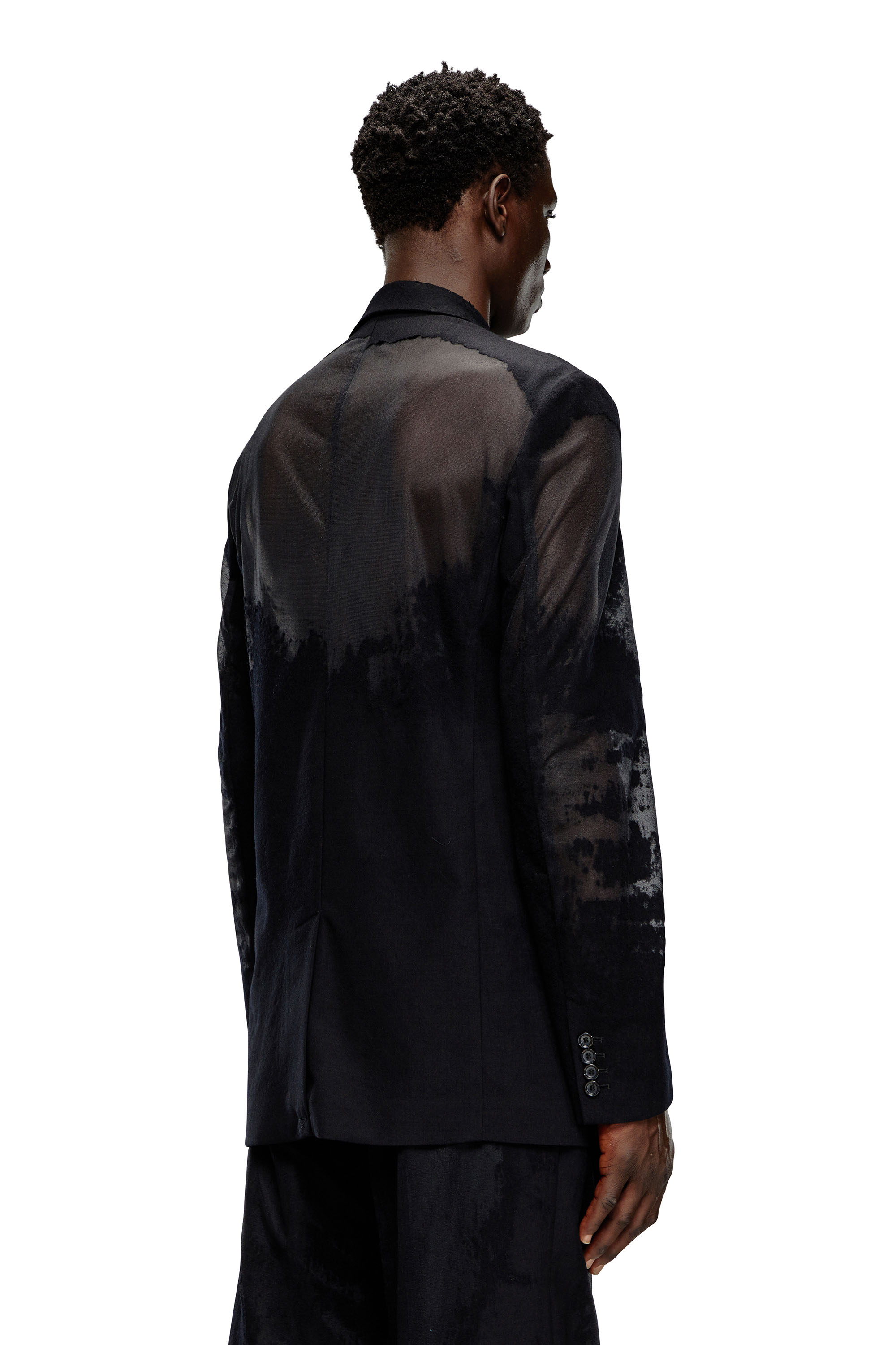 Diesel - J-REG, Man Tailored jacket in devoré cool wool in Black - Image 4