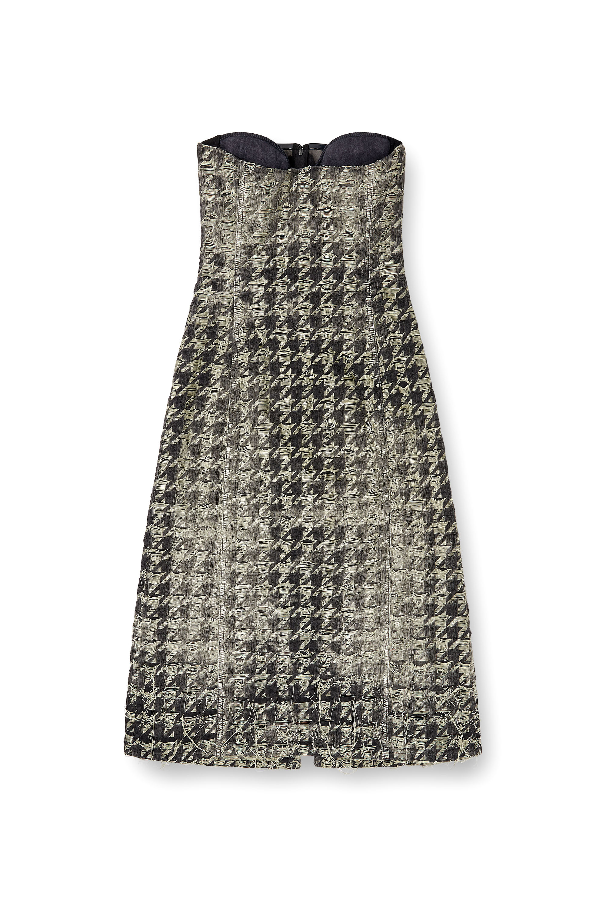 Diesel - DE-OLIVIA-FSH, Woman's Midi dress in houndstooth-weave denim in Black/White - 3