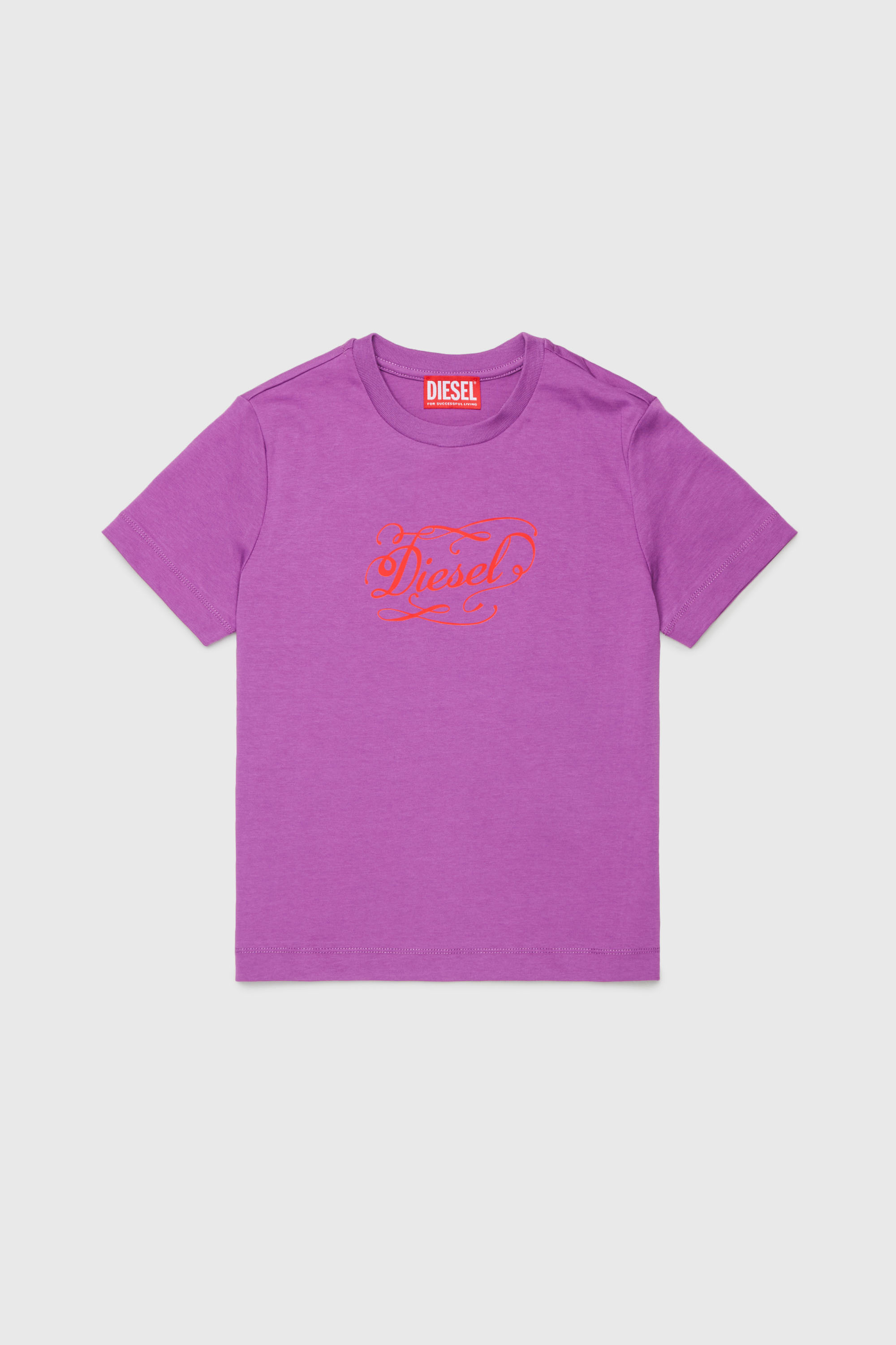 Diesel - TORSAL, Woman's Cotton T-shirt with whimsical logo print in Violet - 1
