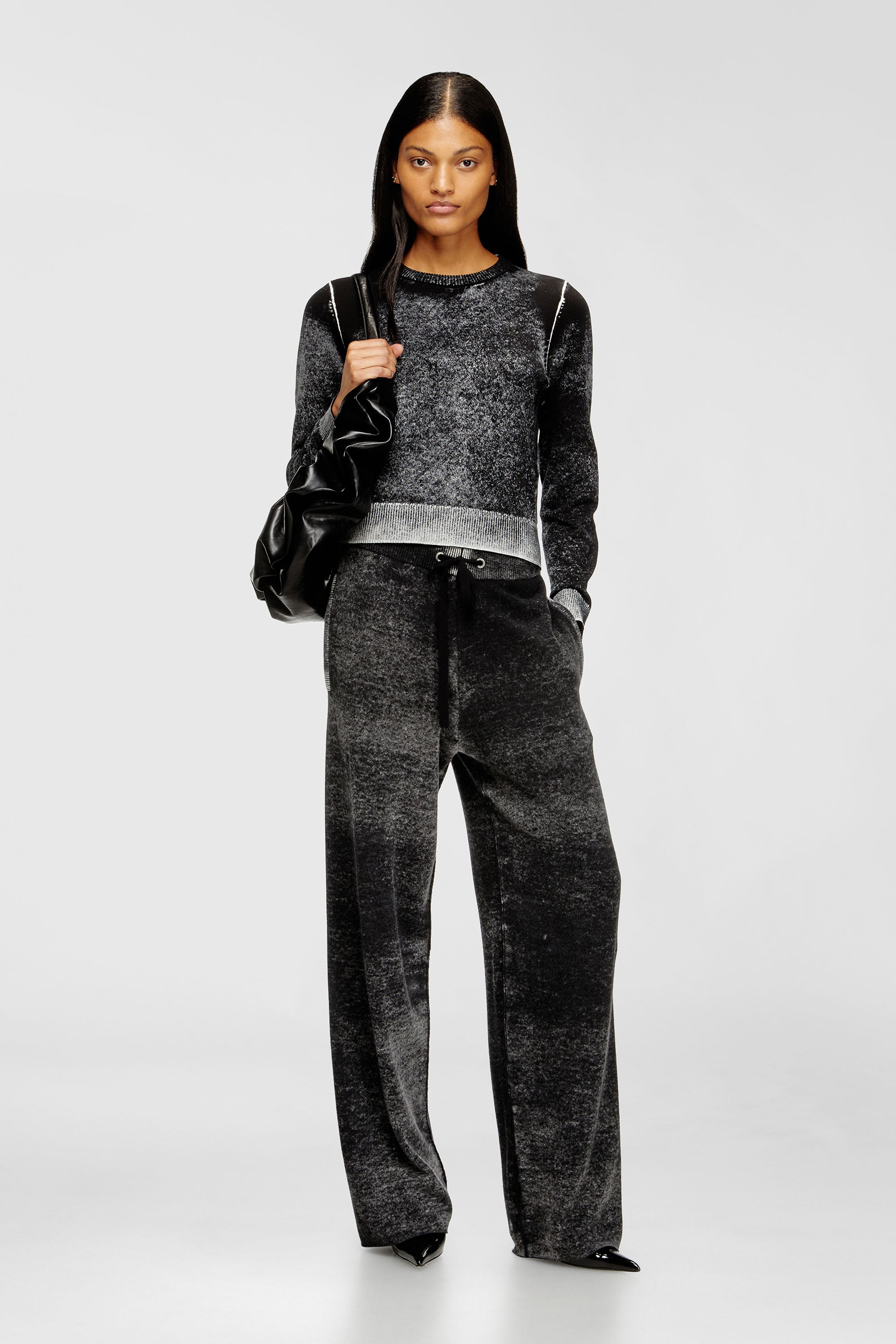 Diesel - M-LOVRE, Woman's Jumper with faded reverse print in Grey/Black - 2