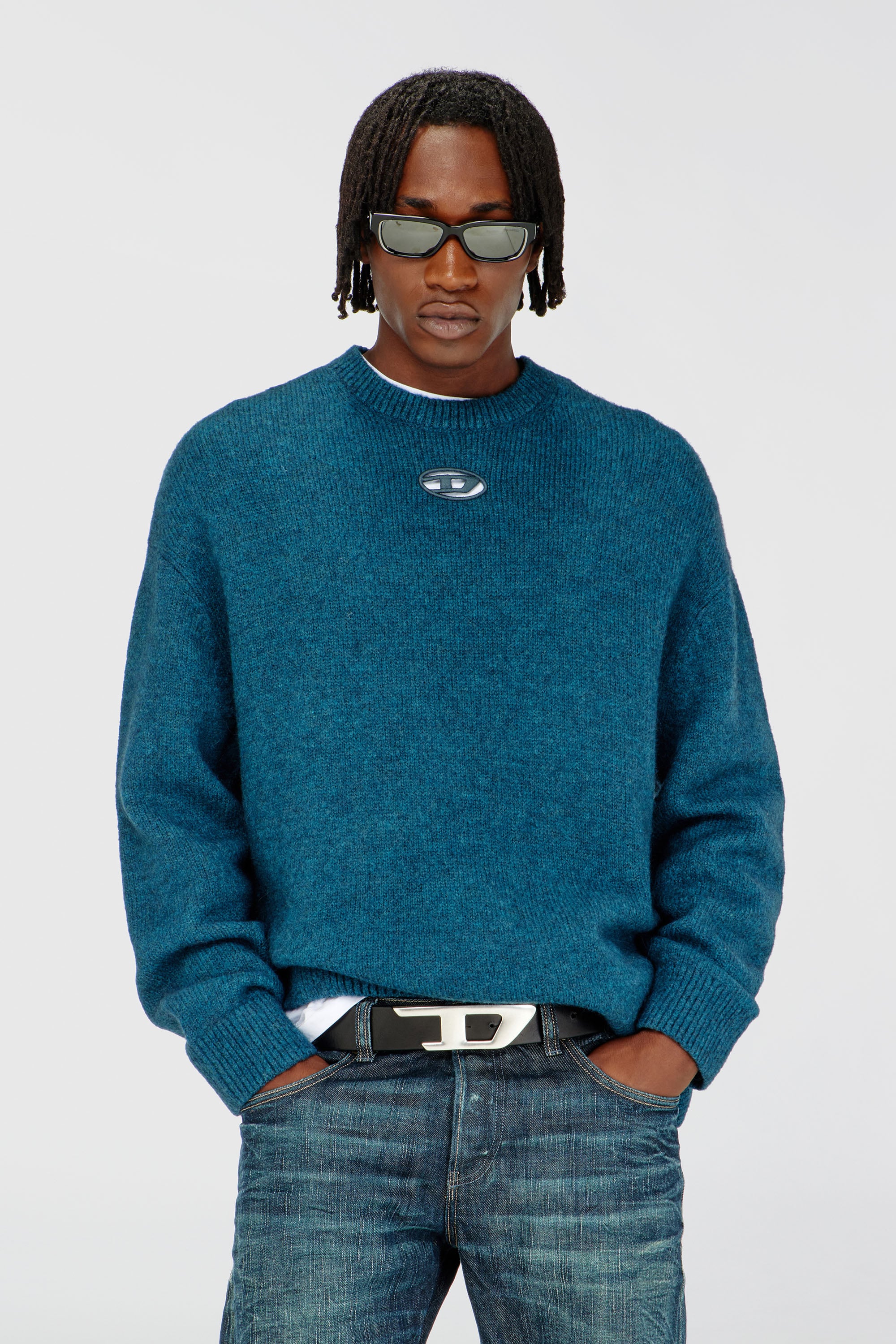 Diesel - K-AREESO, Man's Jumper in wool and alpaca blend in Water Green - 1