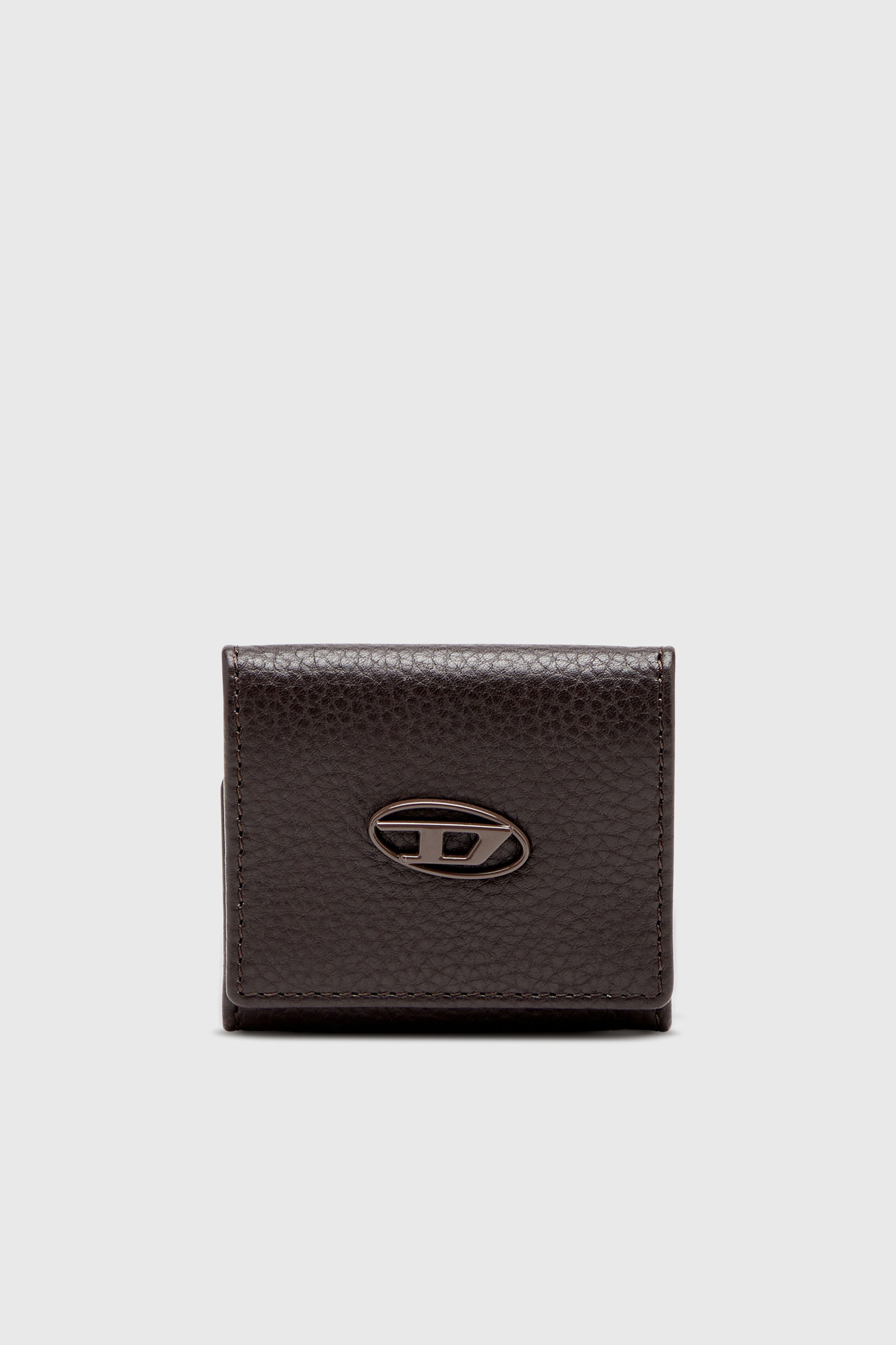 Diesel - HISSU EVO COIN CASE, Man's Coin purse in grainy leather in Dark Brown - 1