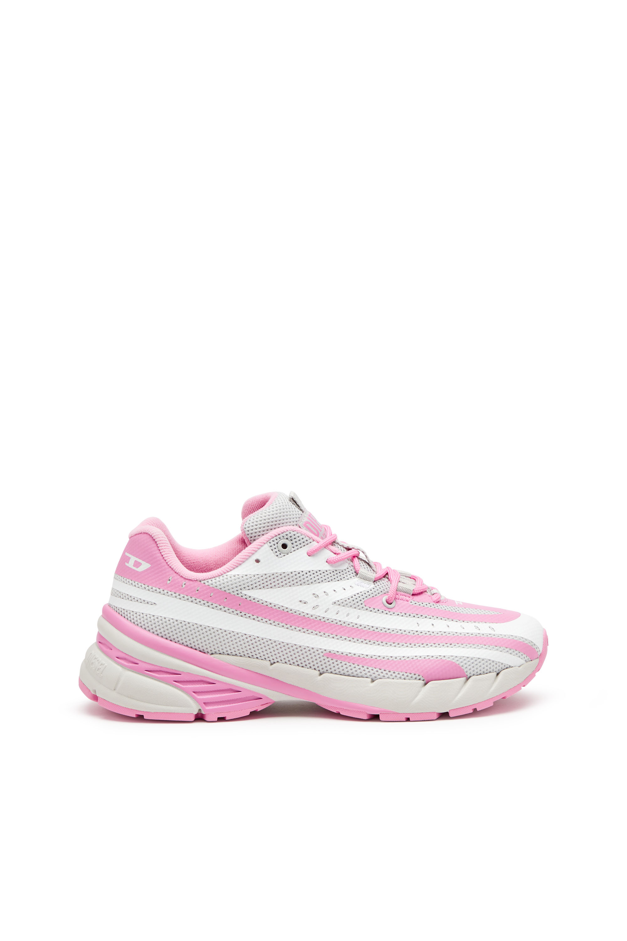D-AIRSPEED LOW W, Pink/White Diesel - D-AIRSPEED LOW W, Woman's D-Airspeed Low-Striped sneakers in coated mesh in Pink/White - 1