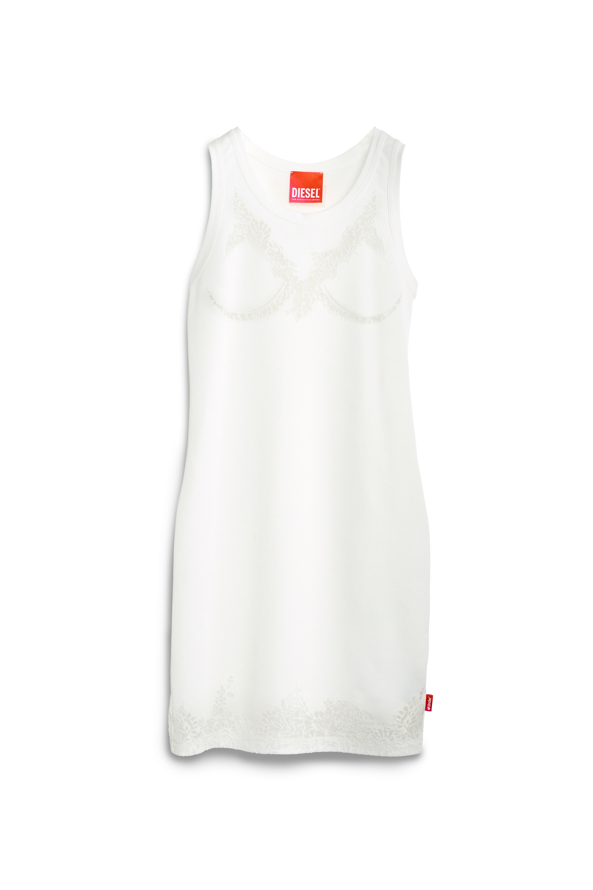 Diesel - PR-D-ANKI-LACE-R, Woman's Mini tank dress with devor&eacute; lace effect in White - 1