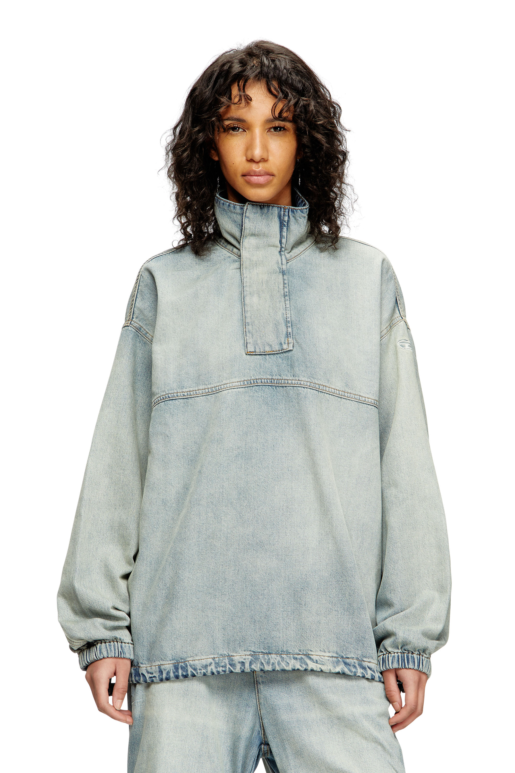 Diesel - D-FLOW-S1, Unisex's Denim pullover in light bicolour denim in Light Blue - 1