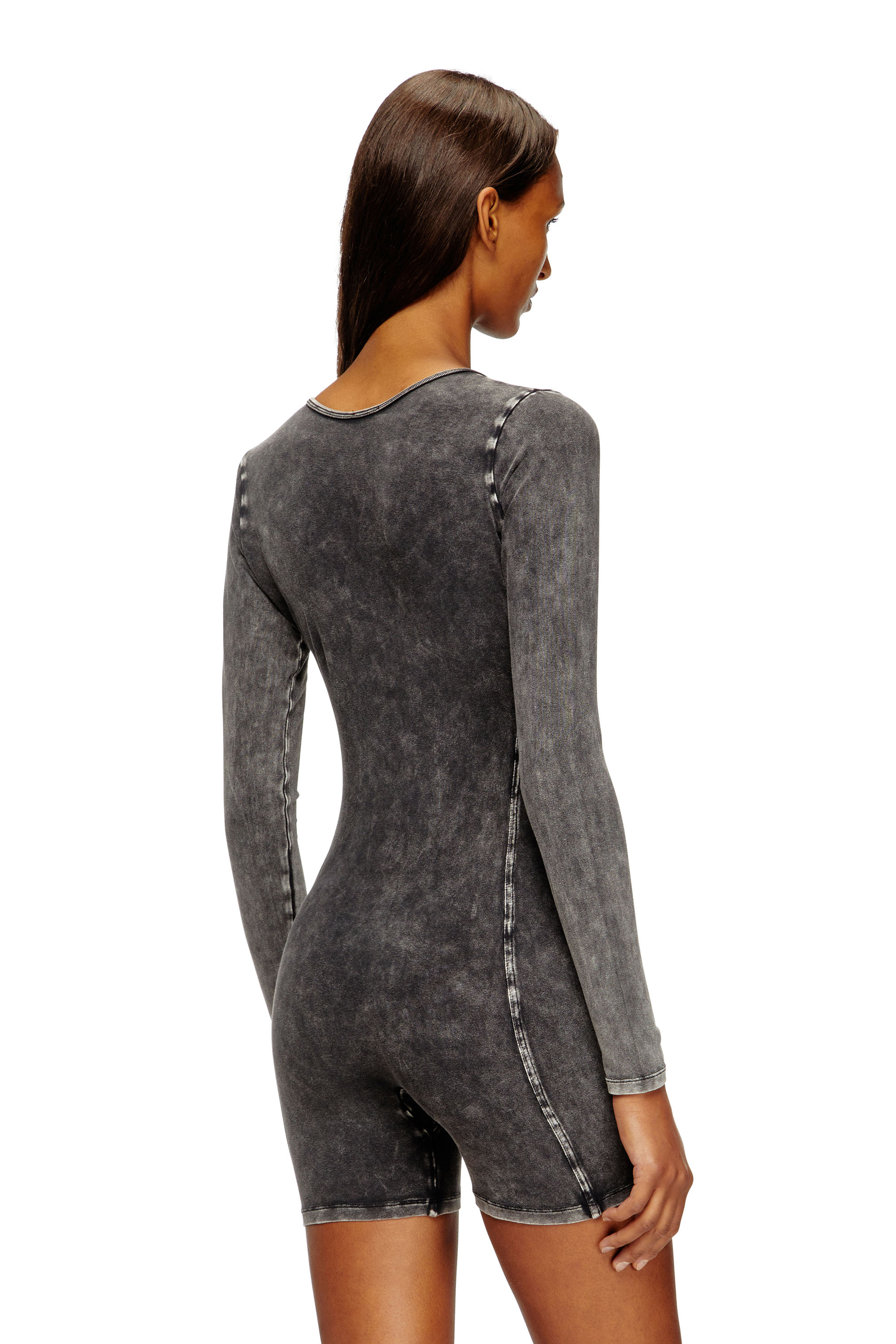 Diesel - KARIM-DNM, Woman's Playsuit in denim-effect jersey in Black - 3