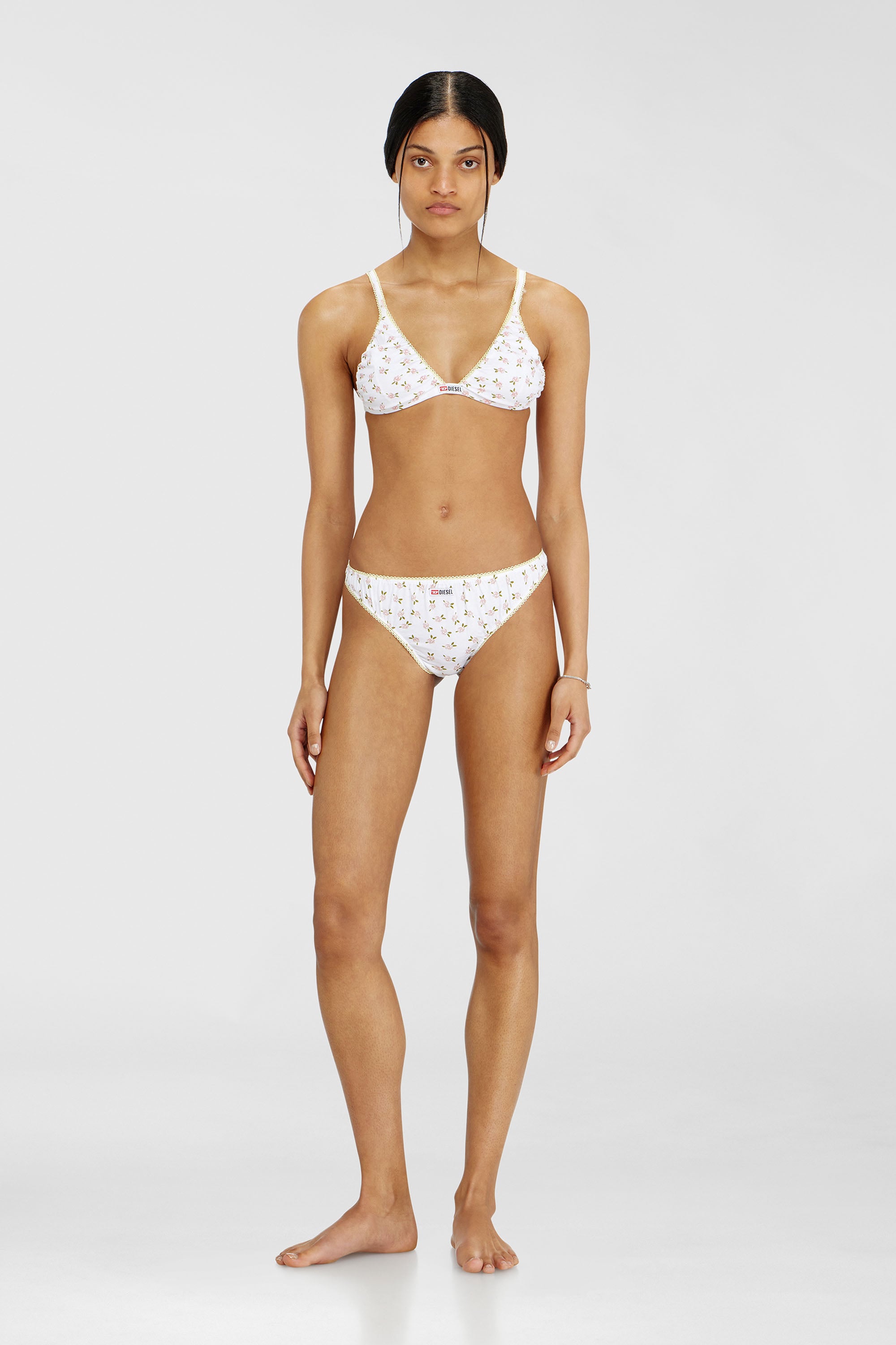 Cotton triangle bra with all-over floral print