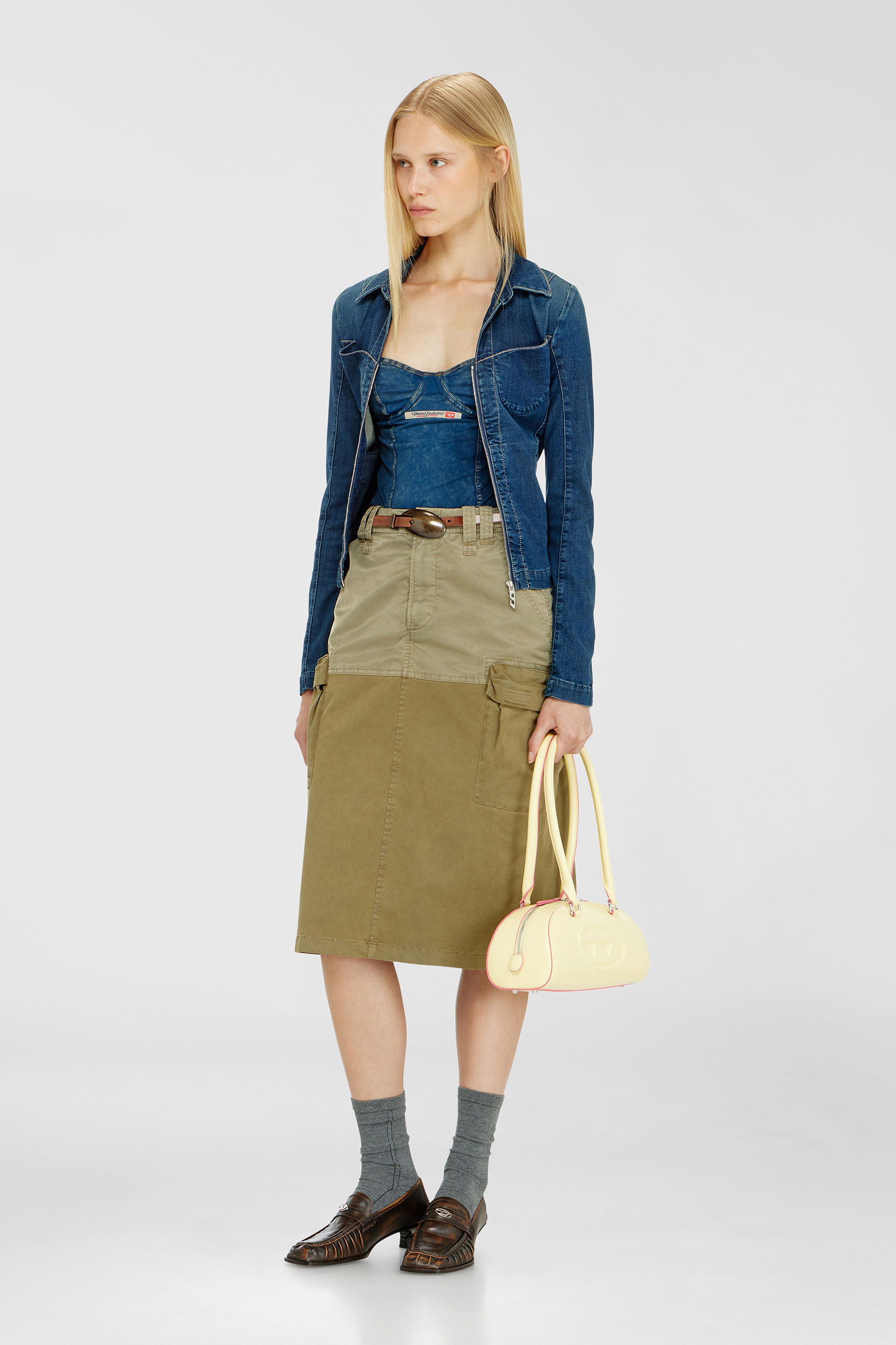 Cargo midi skirt in cotton and nylon