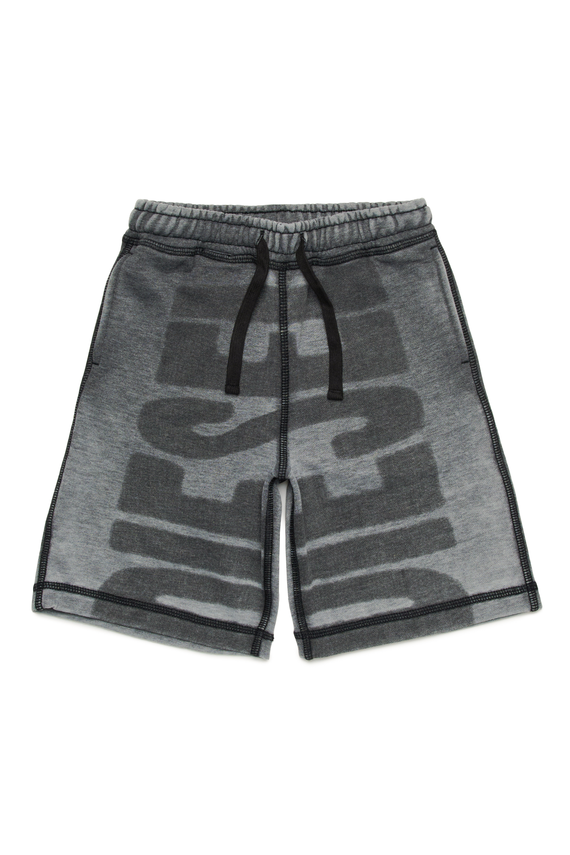 Diesel - PROWN, Man Burnout shorts with logo in Black - Image 1