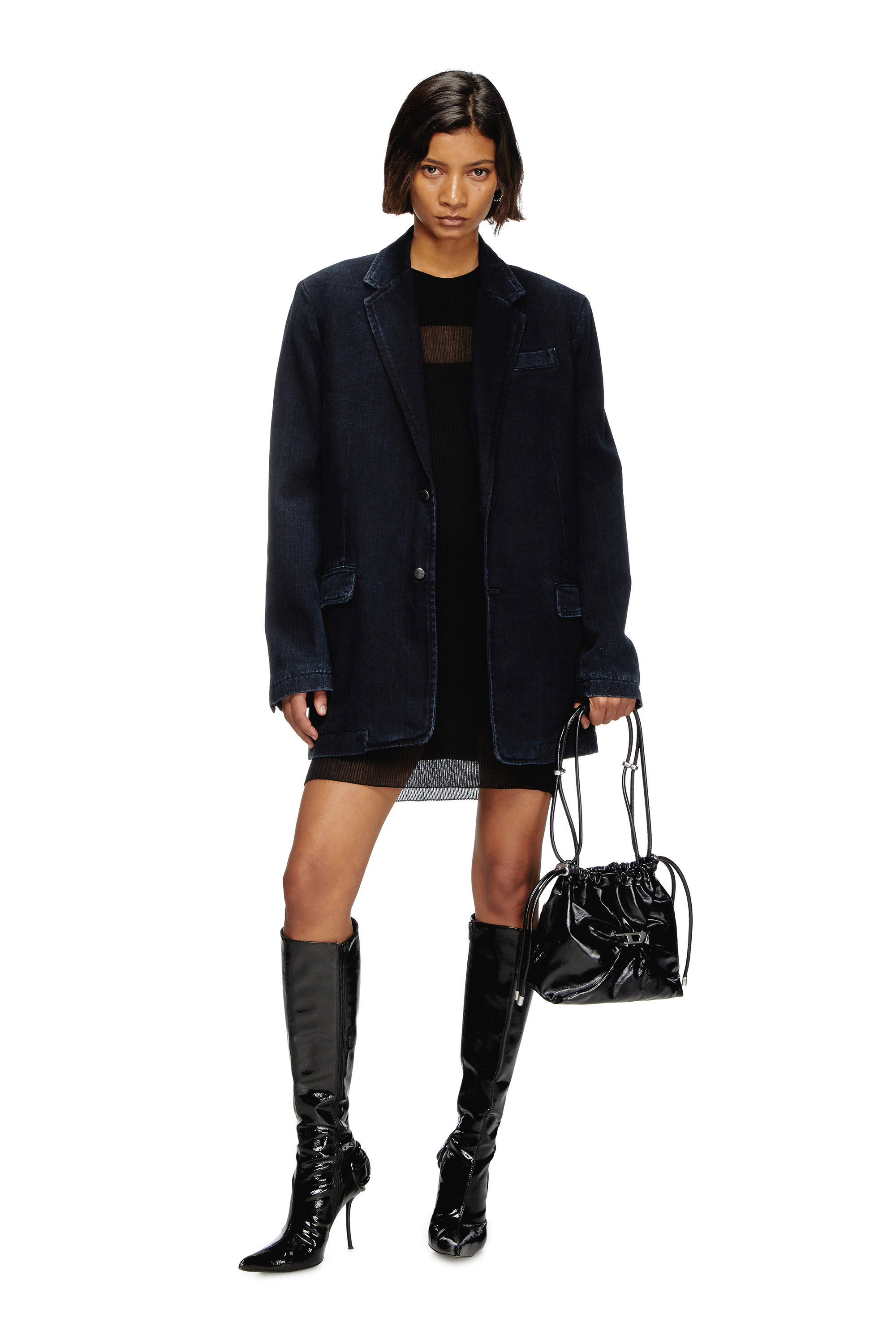 D-REGER-D, Dark Blue Diesel - D-REGER-D, Unisex's Blazer in lightly treated denim in Dark Blue - 7