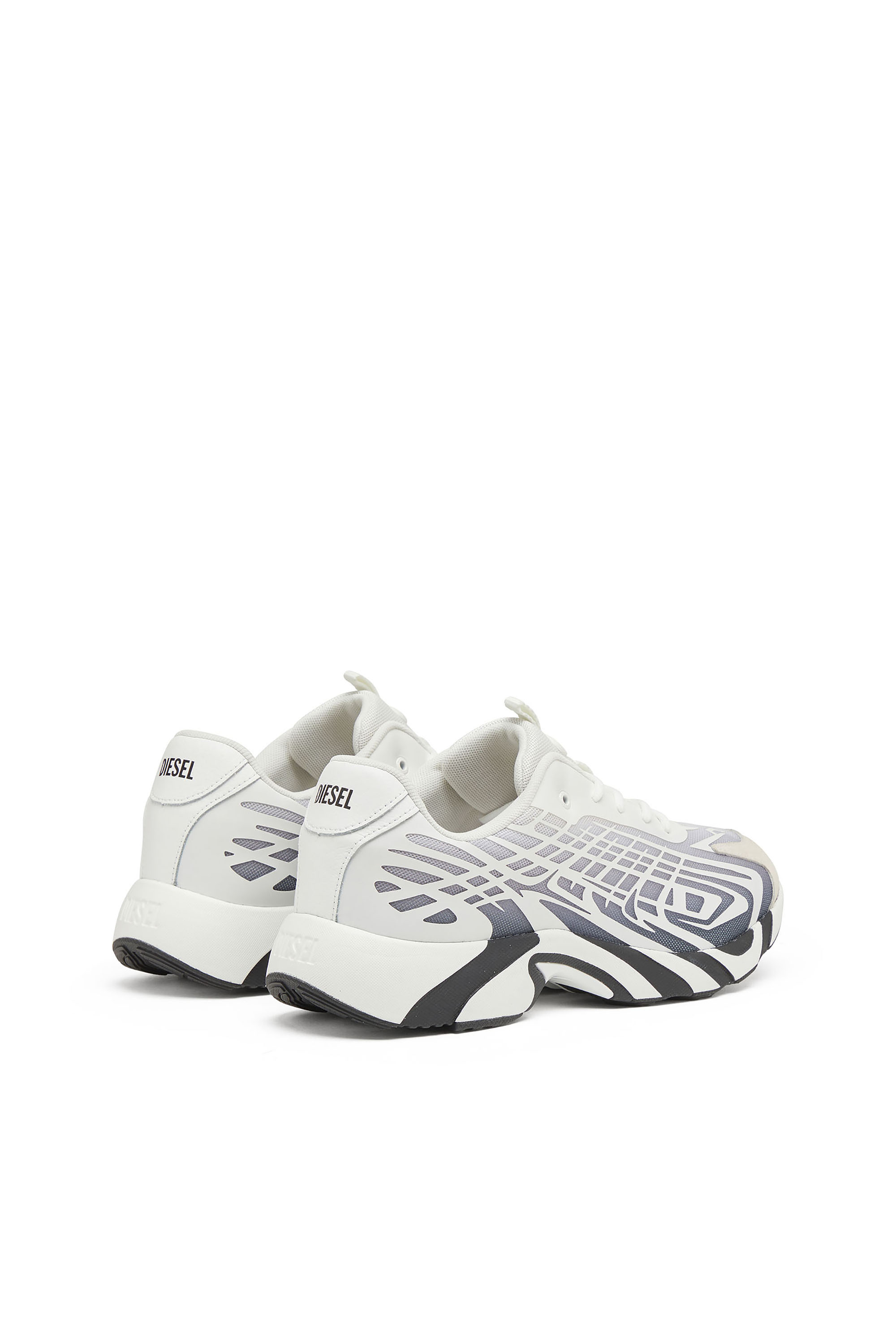 Diesel - S-D-VIT'S 500 LOW, Man's D-Vit-Sneakers in striped dégradé mesh in White/Grey - 4
