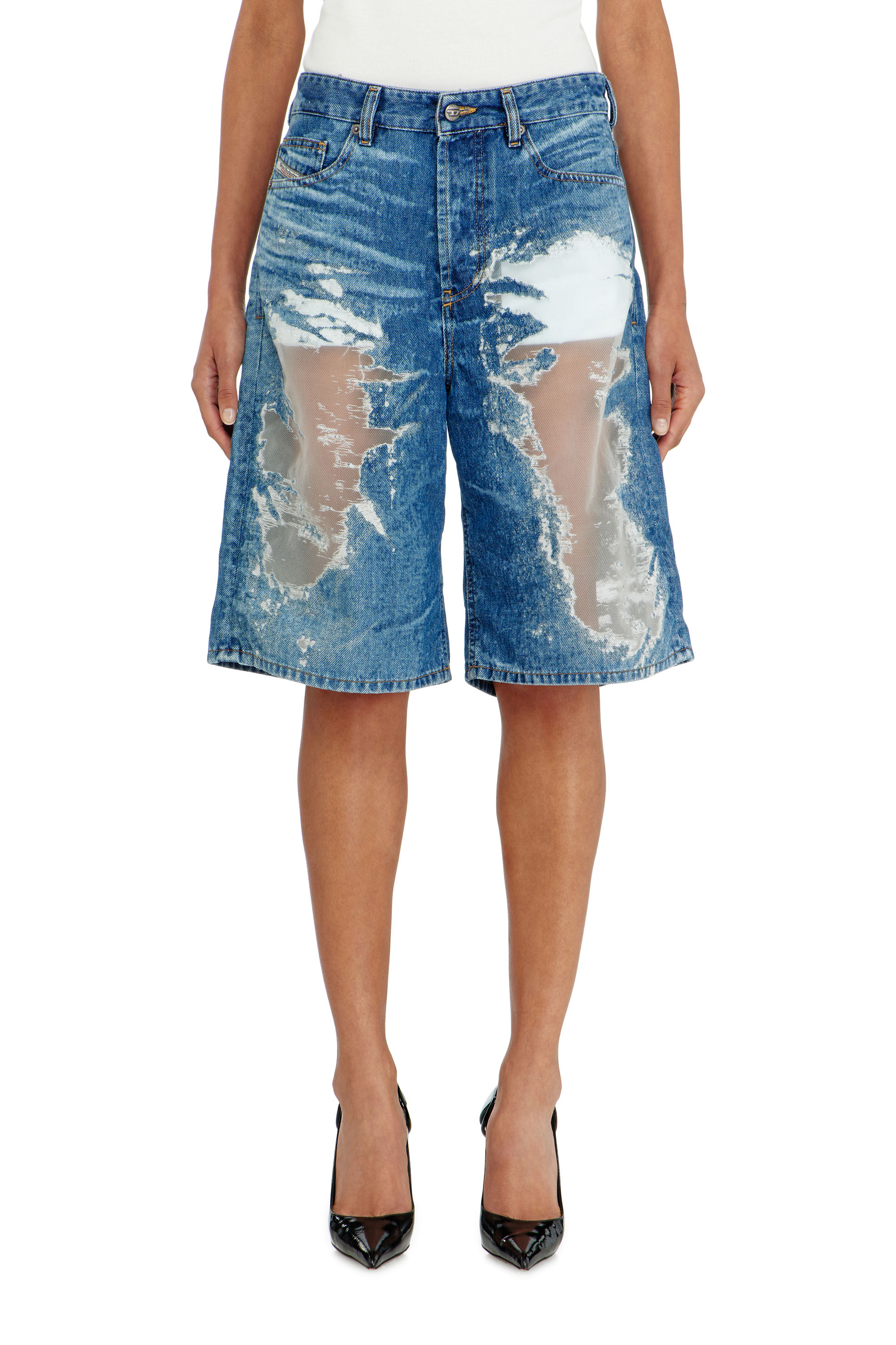 Diesel - PR-DE-SIRE-SHORT, Unisex's Shorts in devor&eacute; denim in Medium blue - 5