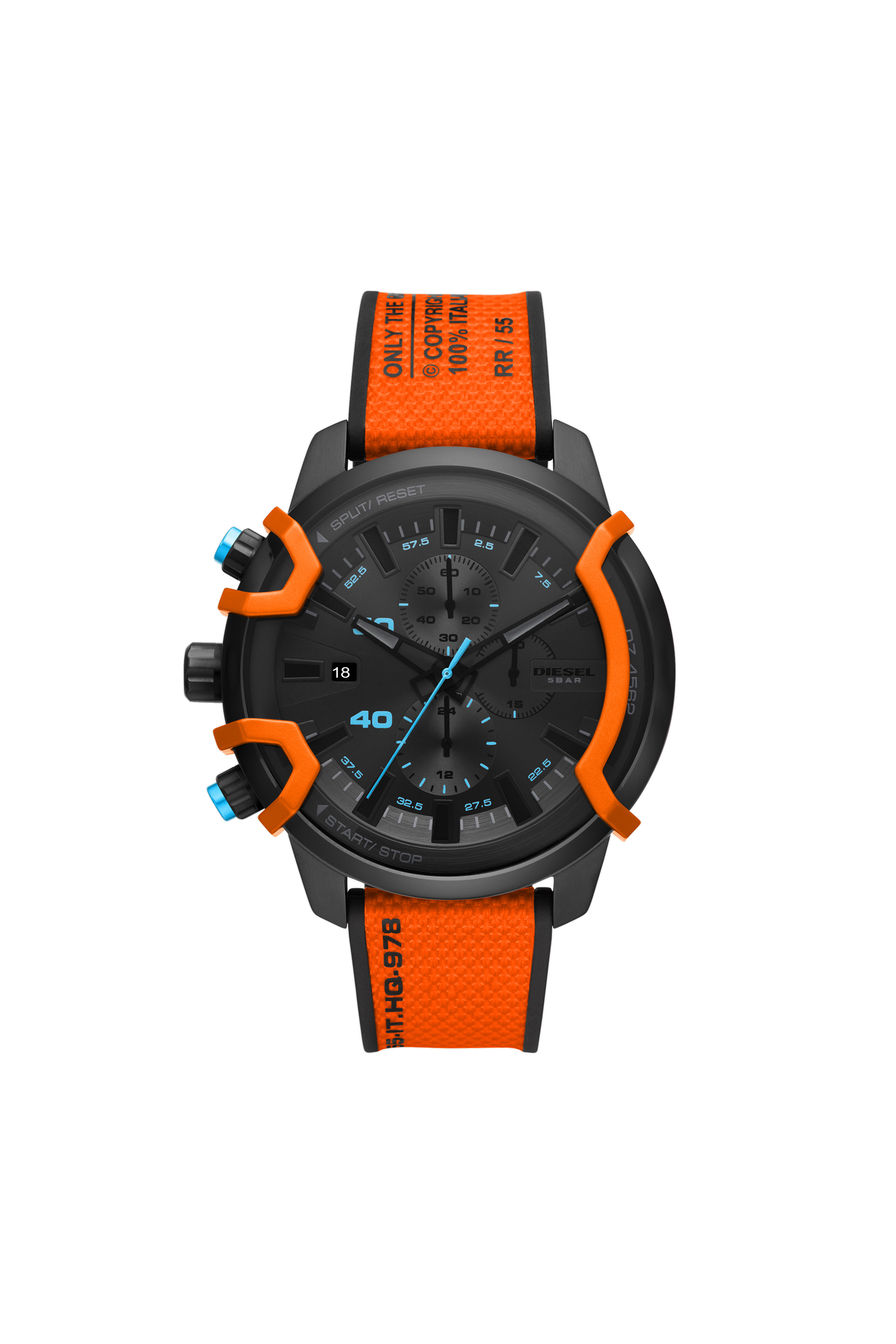 Diesel - DZ4562, Man's Griffed chronograph orange canvas watch in Orange - 1