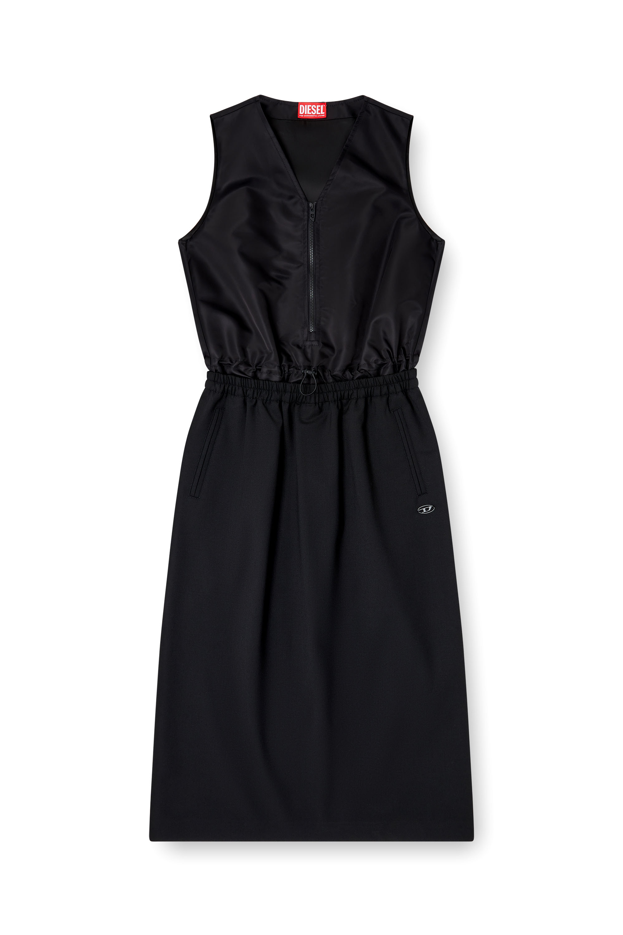 Diesel - D-RUID-R2, Woman's Midi dress with wool skirt in Black - 2