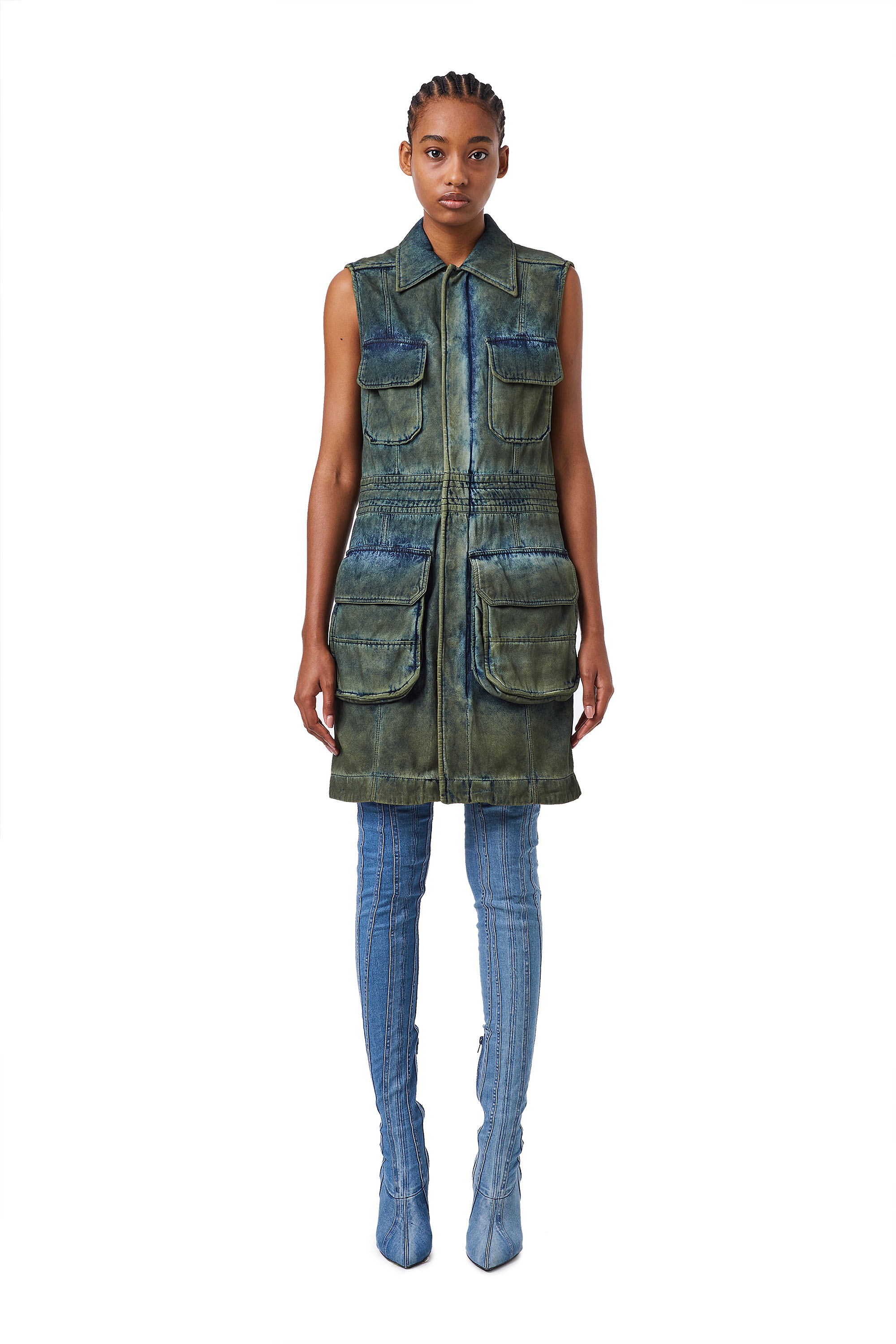 DE-TURBY-SP, Olive Green - Dresses