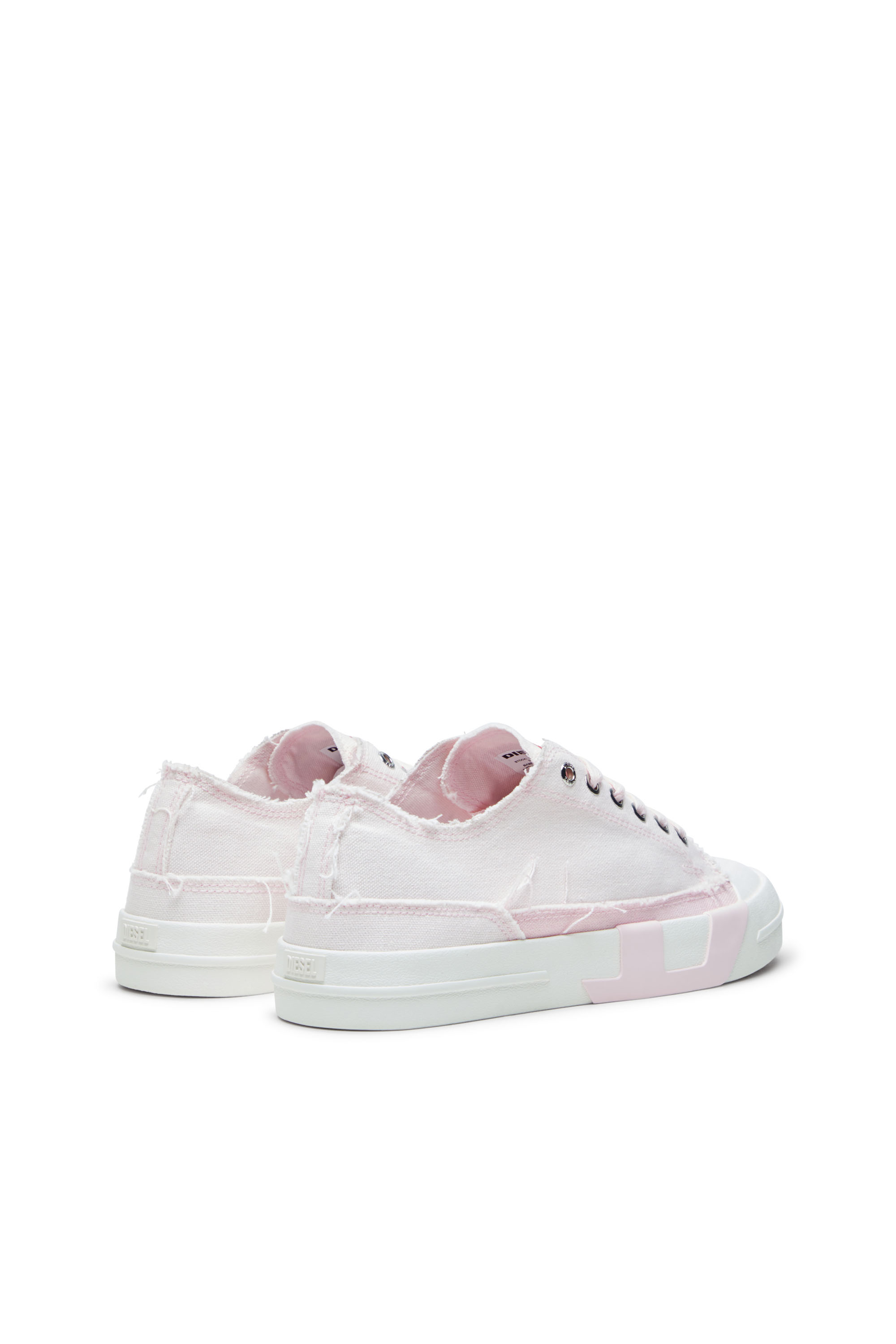 Diesel - S-D-VERSE LOW W, Woman's Sneakers in frayed canvas in Pink/White - 3