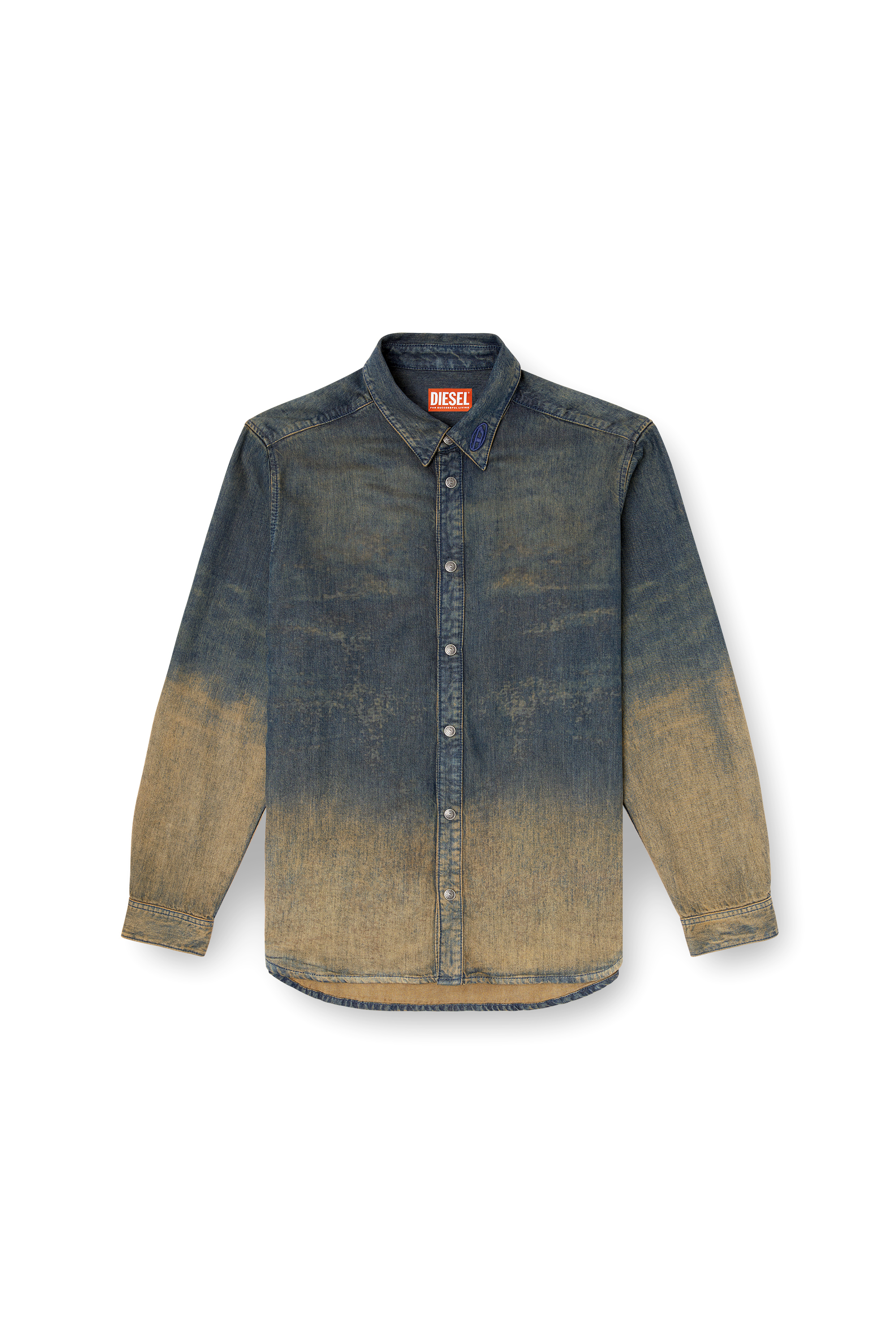 Diesel - D-SIMPLY-S8, Man's Shirt in fluid shaded denim in Dark Blue - 2
