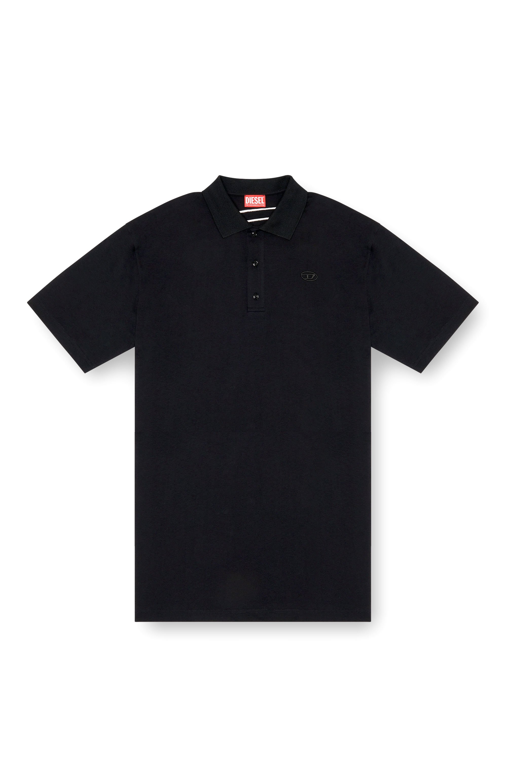 Diesel - T-VORT-MEGOVAL-D, Man's Polo shirt with maxi oval D embroidery in Black - 3