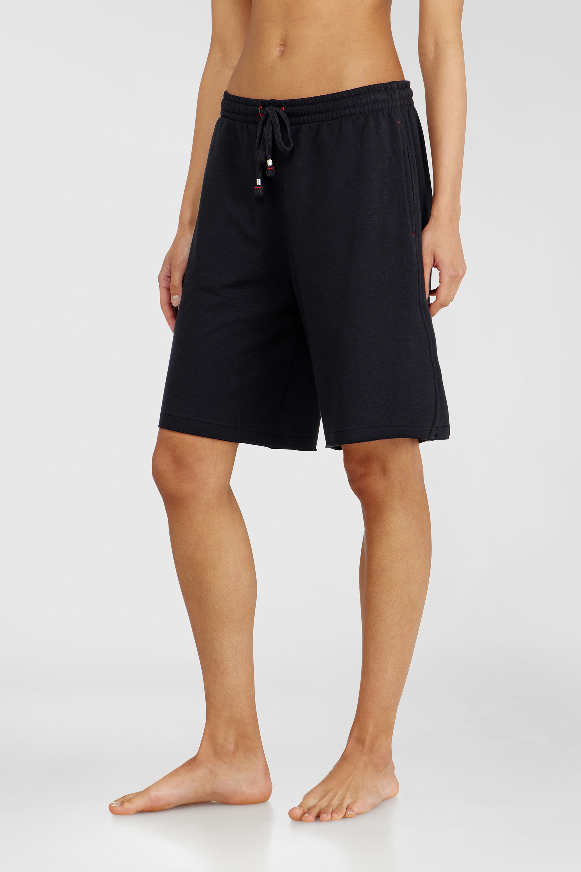 Diesel - CLARA-D-CORE, Woman's Peached sweat shorts with raw hems in Black - 1