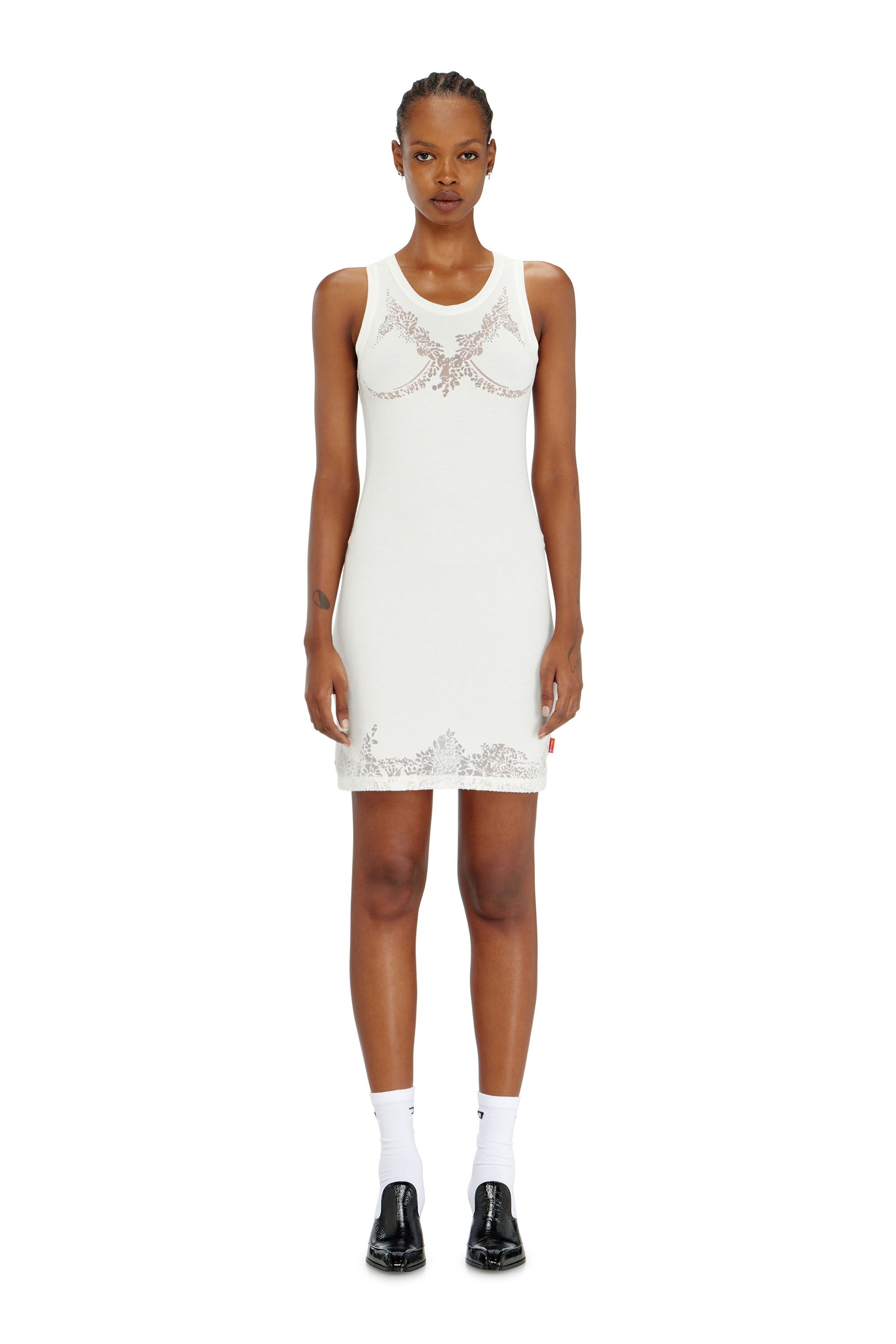 Diesel - PR-D-ANKI-LACE-R, Woman's Mini tank dress with devor&eacute; lace effect in White - 3