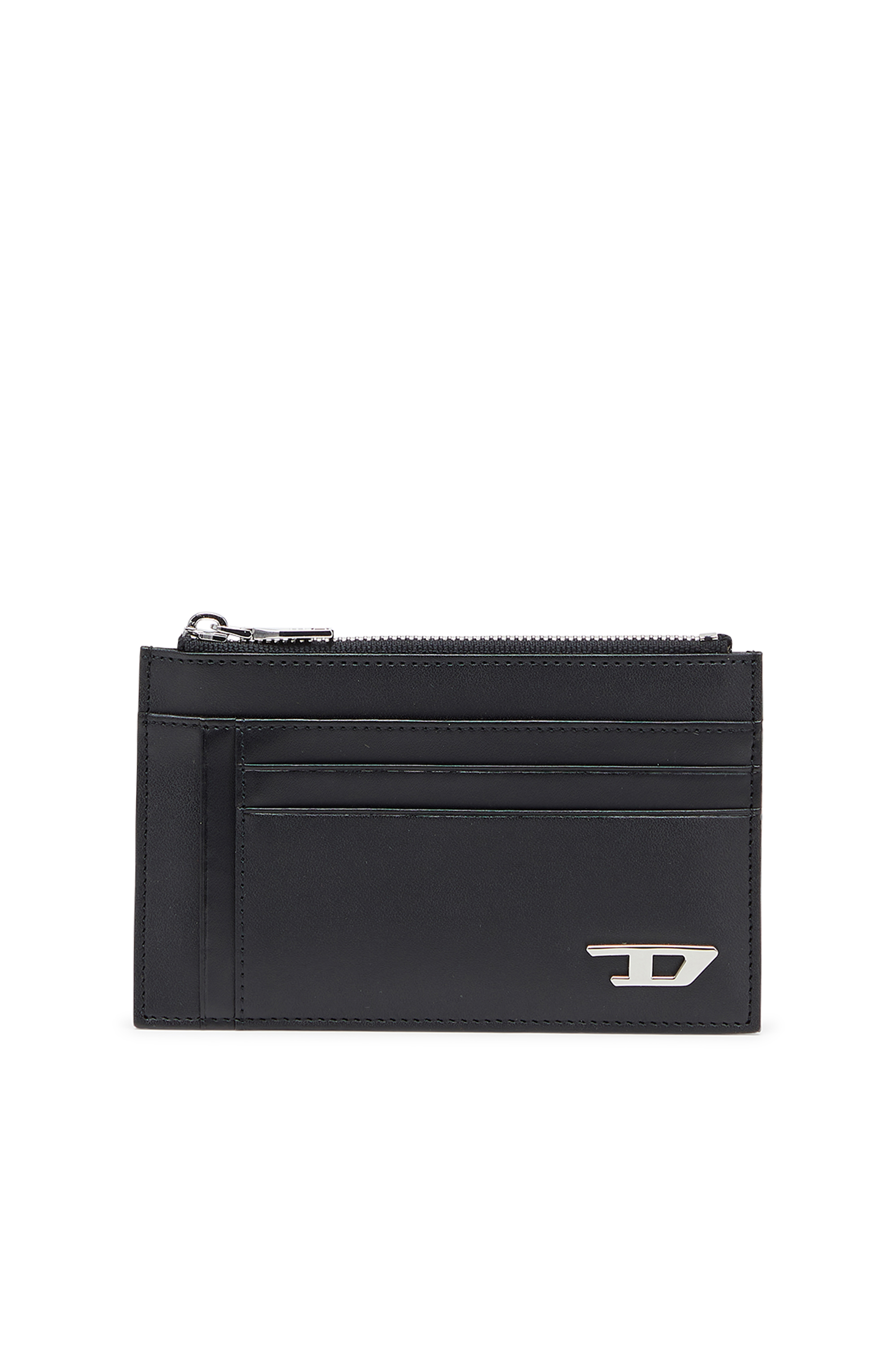 Diesel - D-LOGO 2.0 CARD CASE VI, Man's Leather card holder with zip pocket in Black - 1