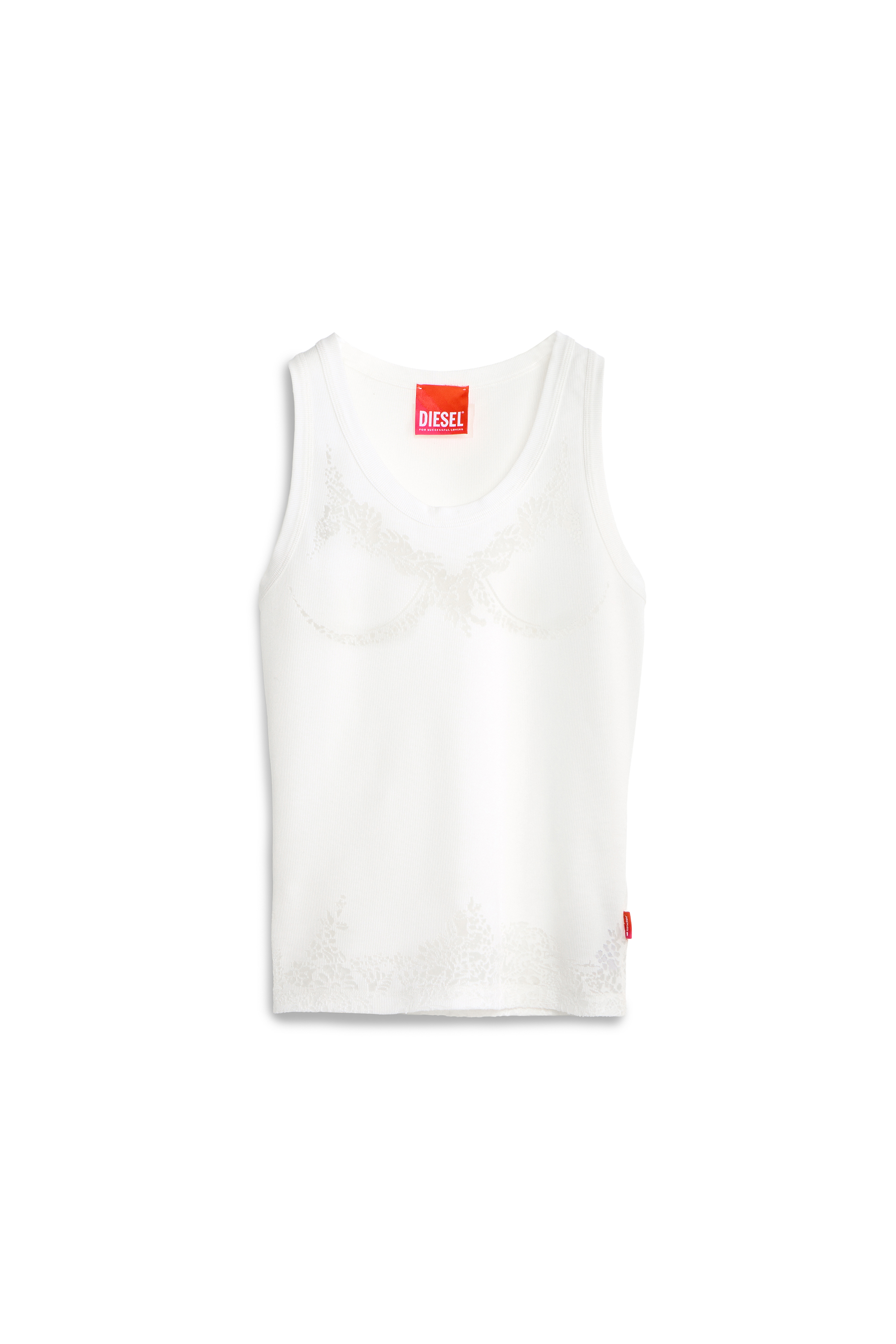 Diesel - PR-T-ANKI-LACE-R, Woman's Tank top with devor&eacute; lace effect in White - 2