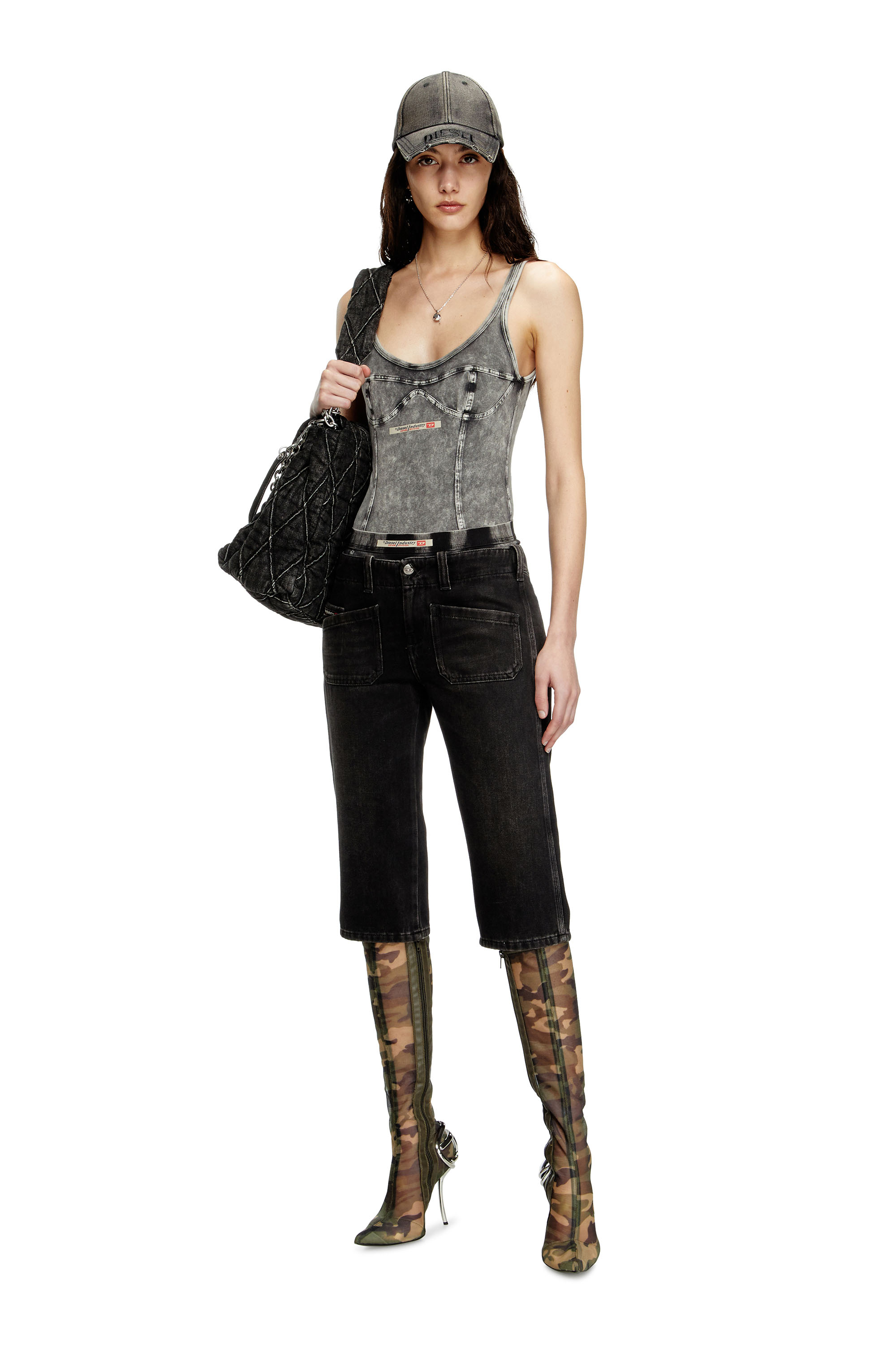 DE-KEATE-SHORT, Black Diesel - DE-KEATE-SHORT, Woman's Capri shorts in denim in Black - 1