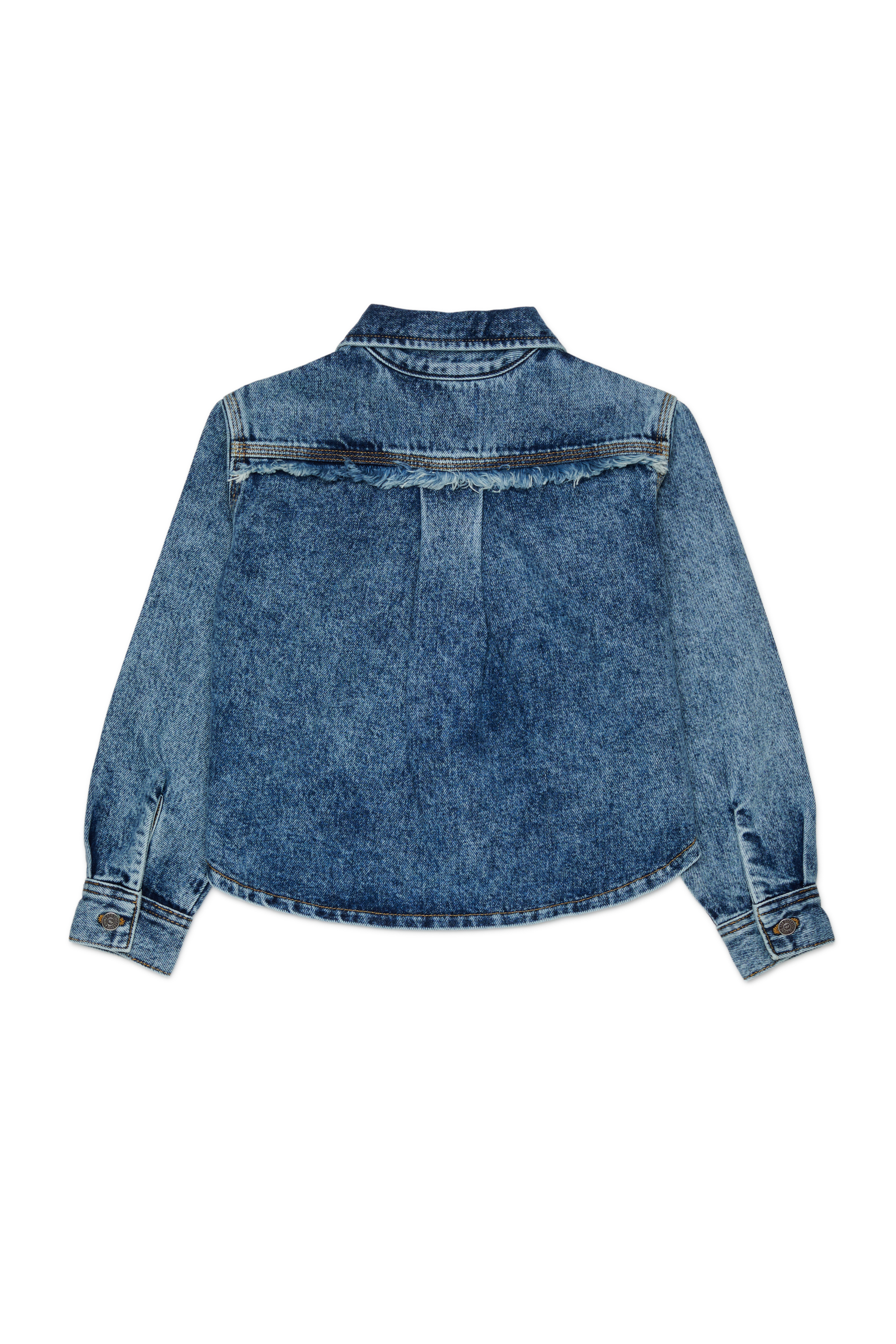 Diesel - CELKA, Woman's Zip-up denim shirt with frayed detail in Medium blue - 2