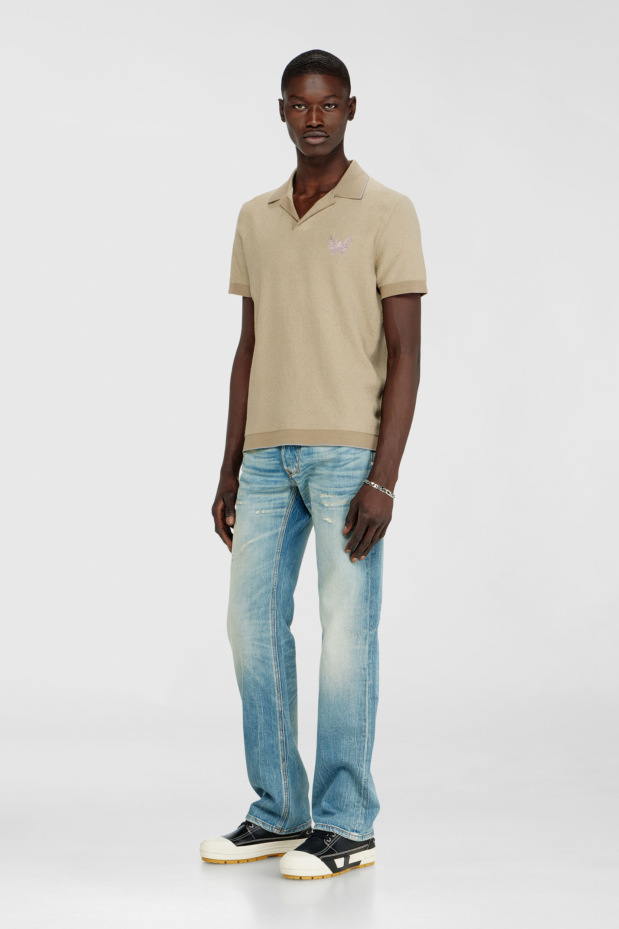 Boucl&eacute;-knit polo shirt with Phoenix logo