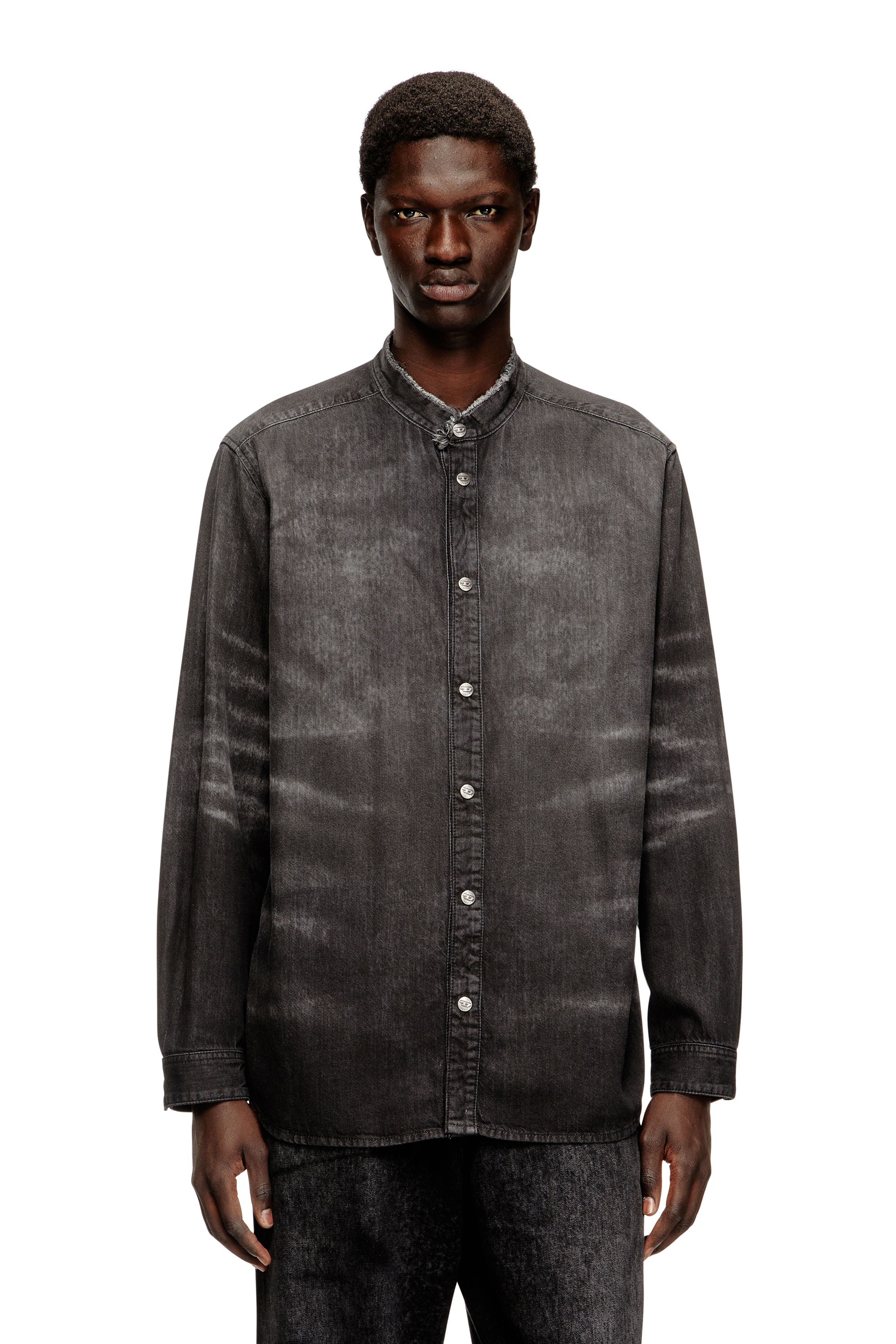 D-SIMPLY-FSH, Grey Diesel - D-SIMPLY-FSH, Man's Shirt in distressed honeycomb denim in Grey - 3