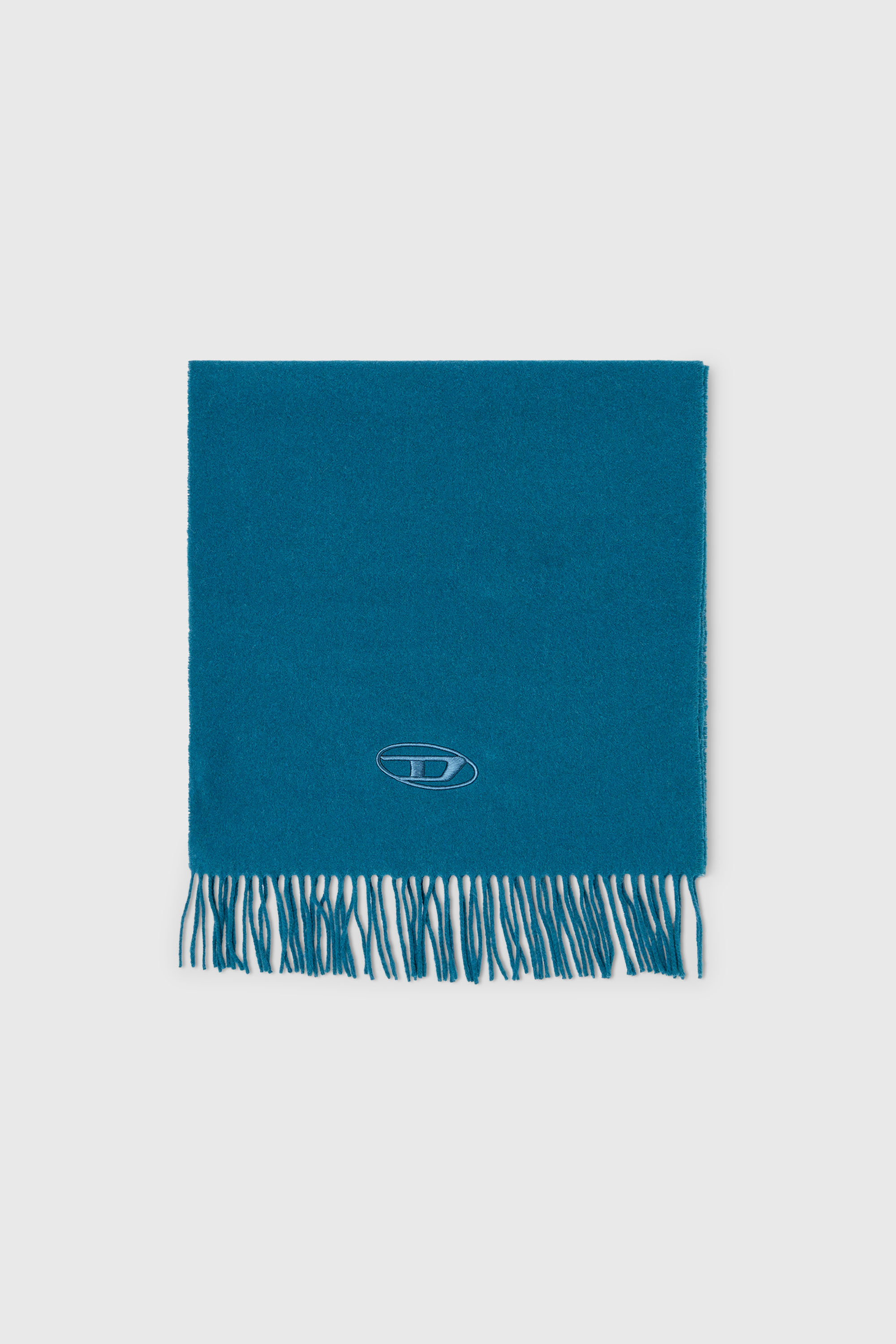 Diesel - S-IMON-D-LONG, Unisex's Wool-blend scarf with fringed edges in Blue - 1
