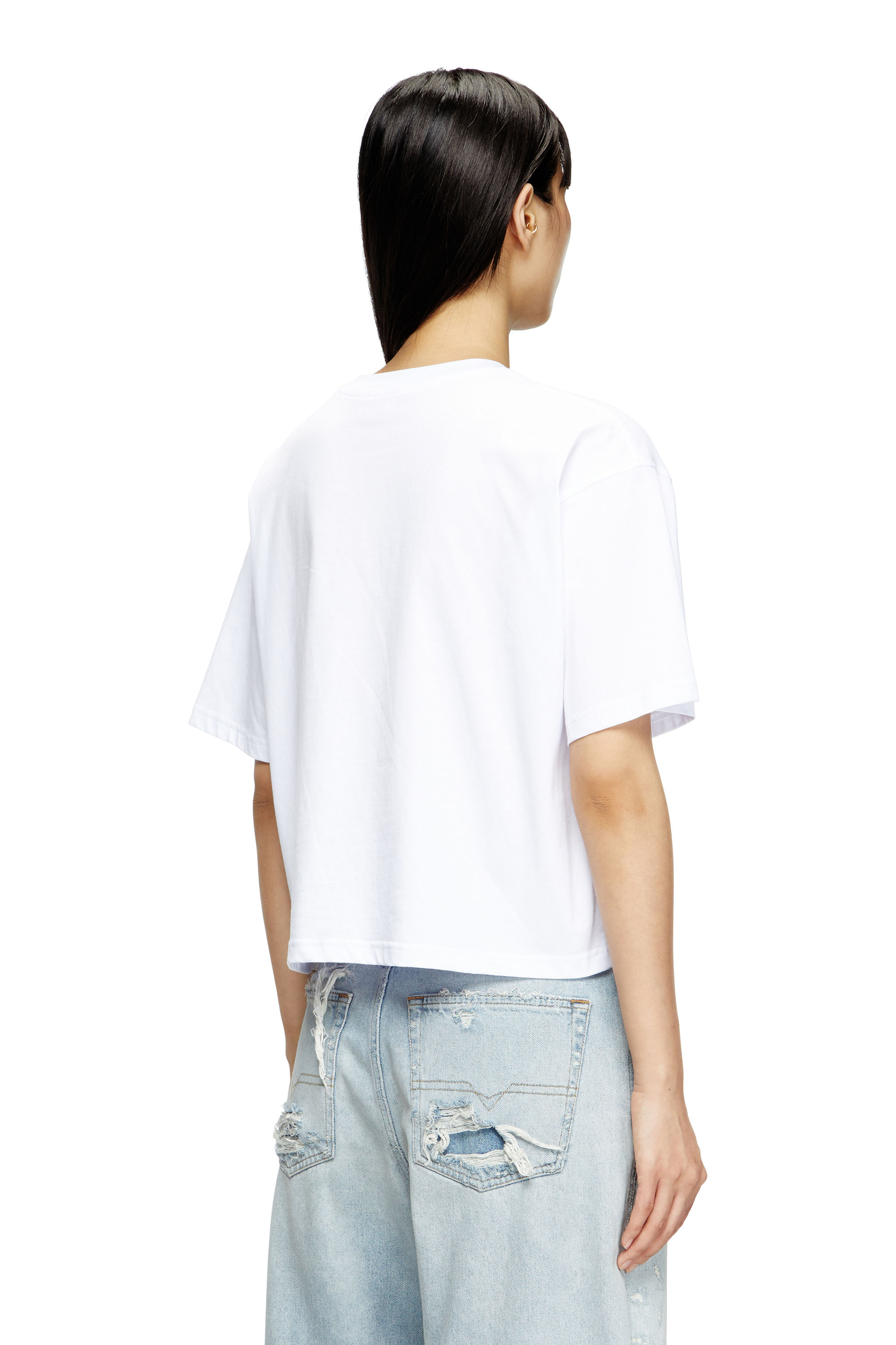 Diesel - T-BUXT-CROP-OD, Woman's Boxy T-shirt with cut-out Oval D logo in White - 4